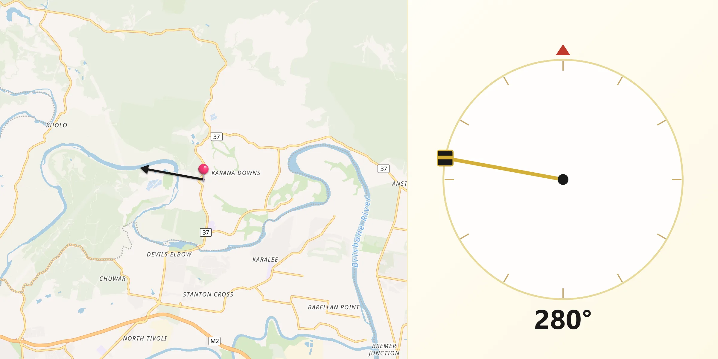 Qibla Direction from Mount Crosby