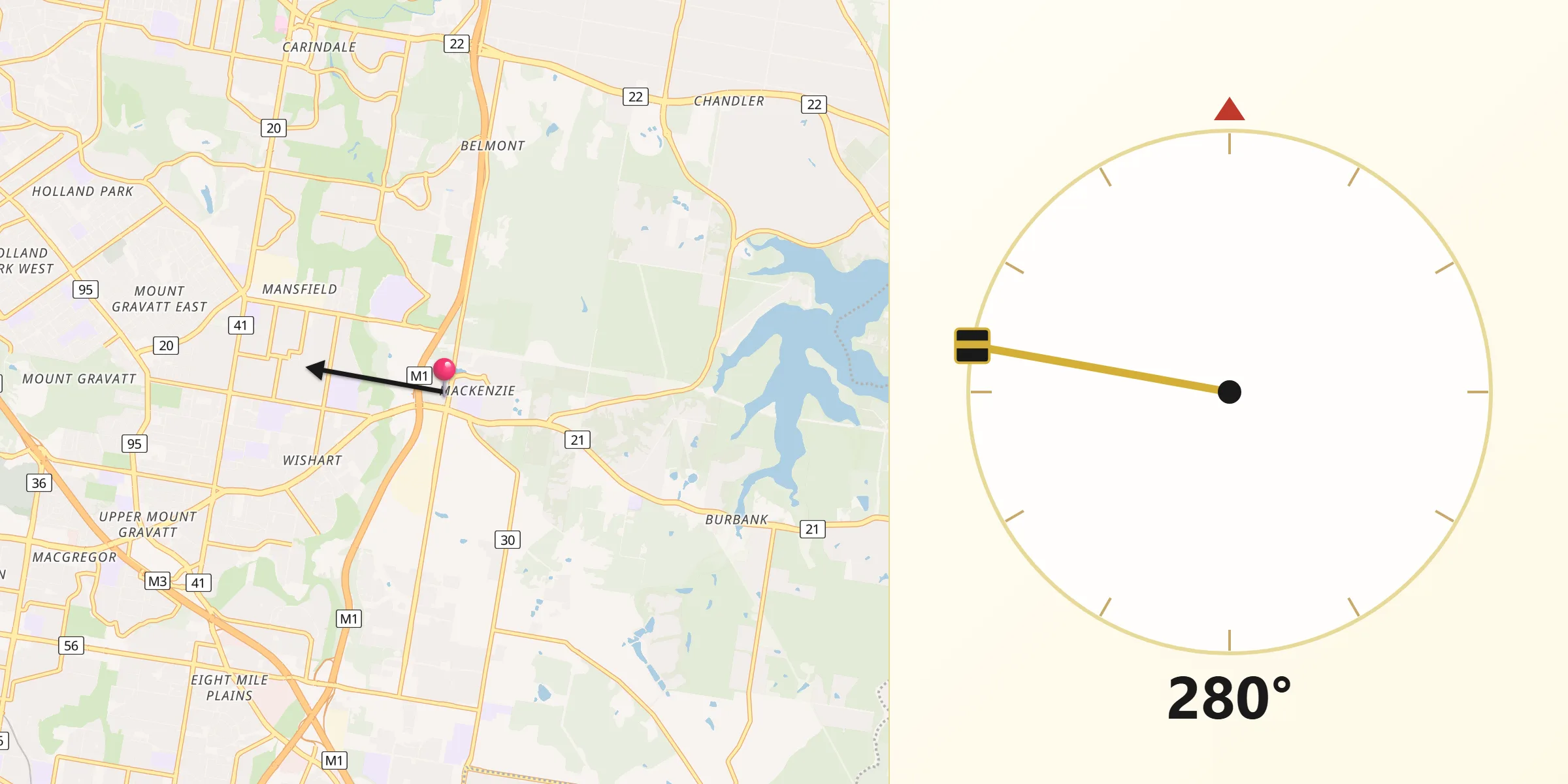 Qibla Direction from Mackenzie