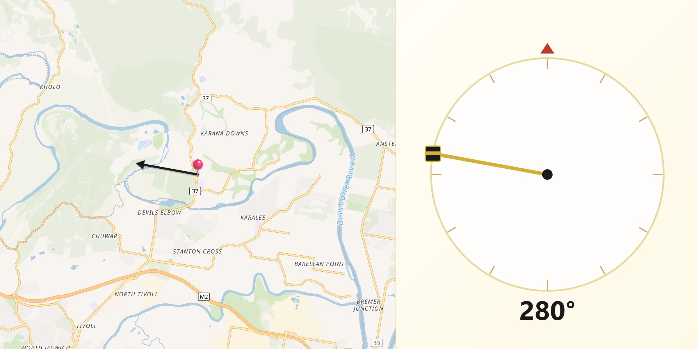 Qibla Direction from Karana Downs