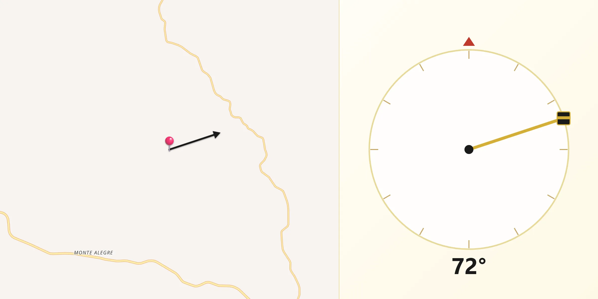Direção da Qibla a partir de Barão de Cotegipe