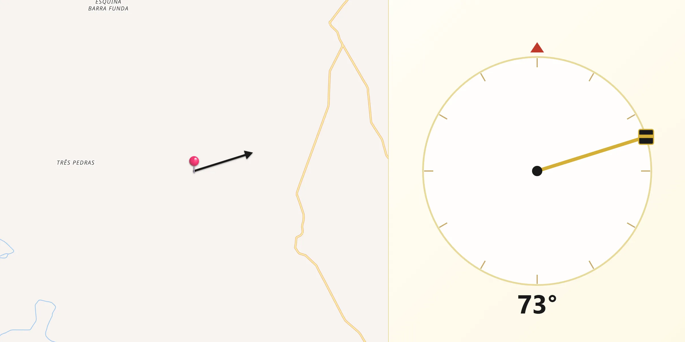 Direção da Qibla a partir de Novo Machado