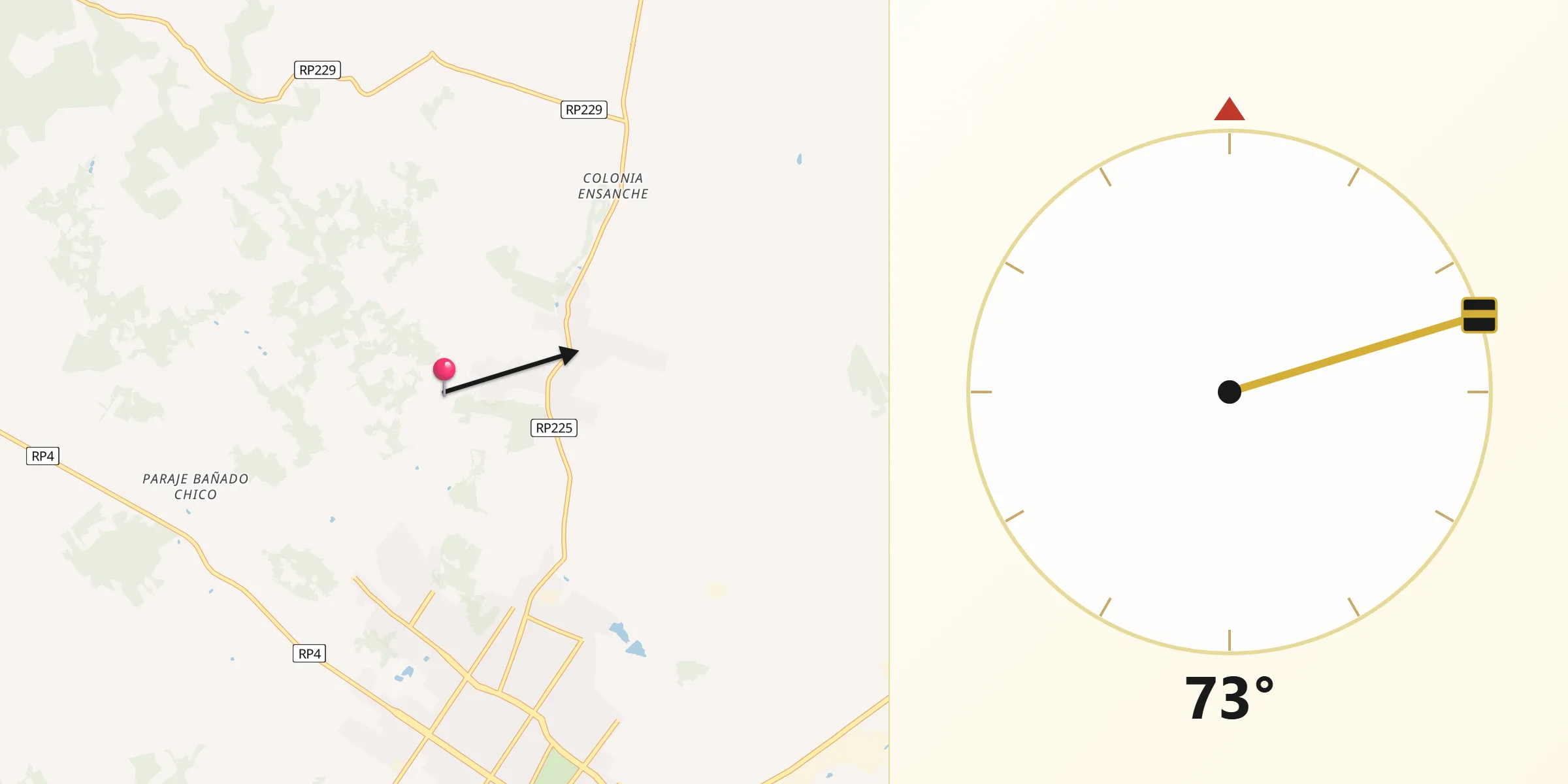 Dirección de la Qibla desde Departamento de Leandro N. Alem