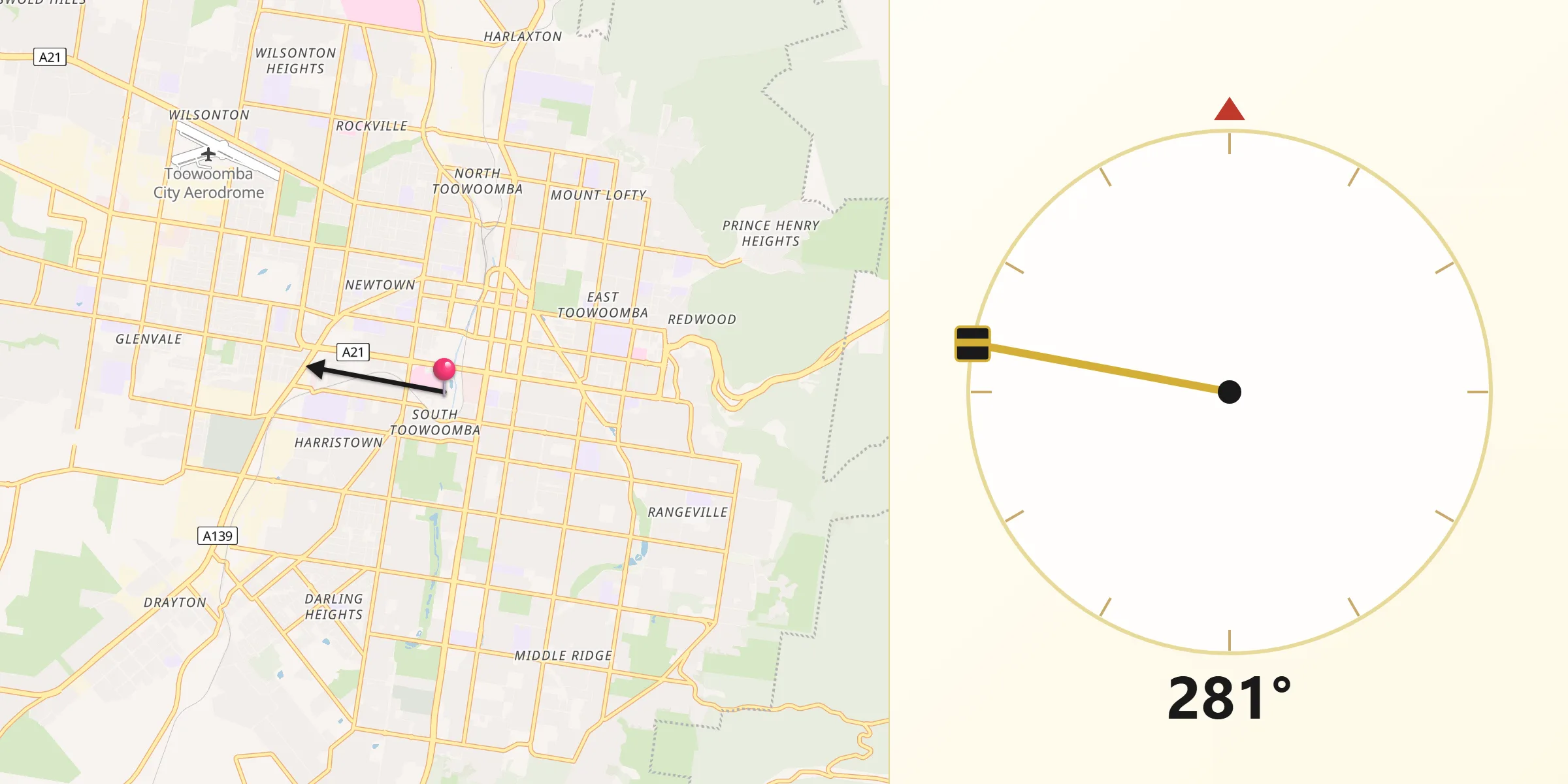Qibla Direction from South Toowoomba