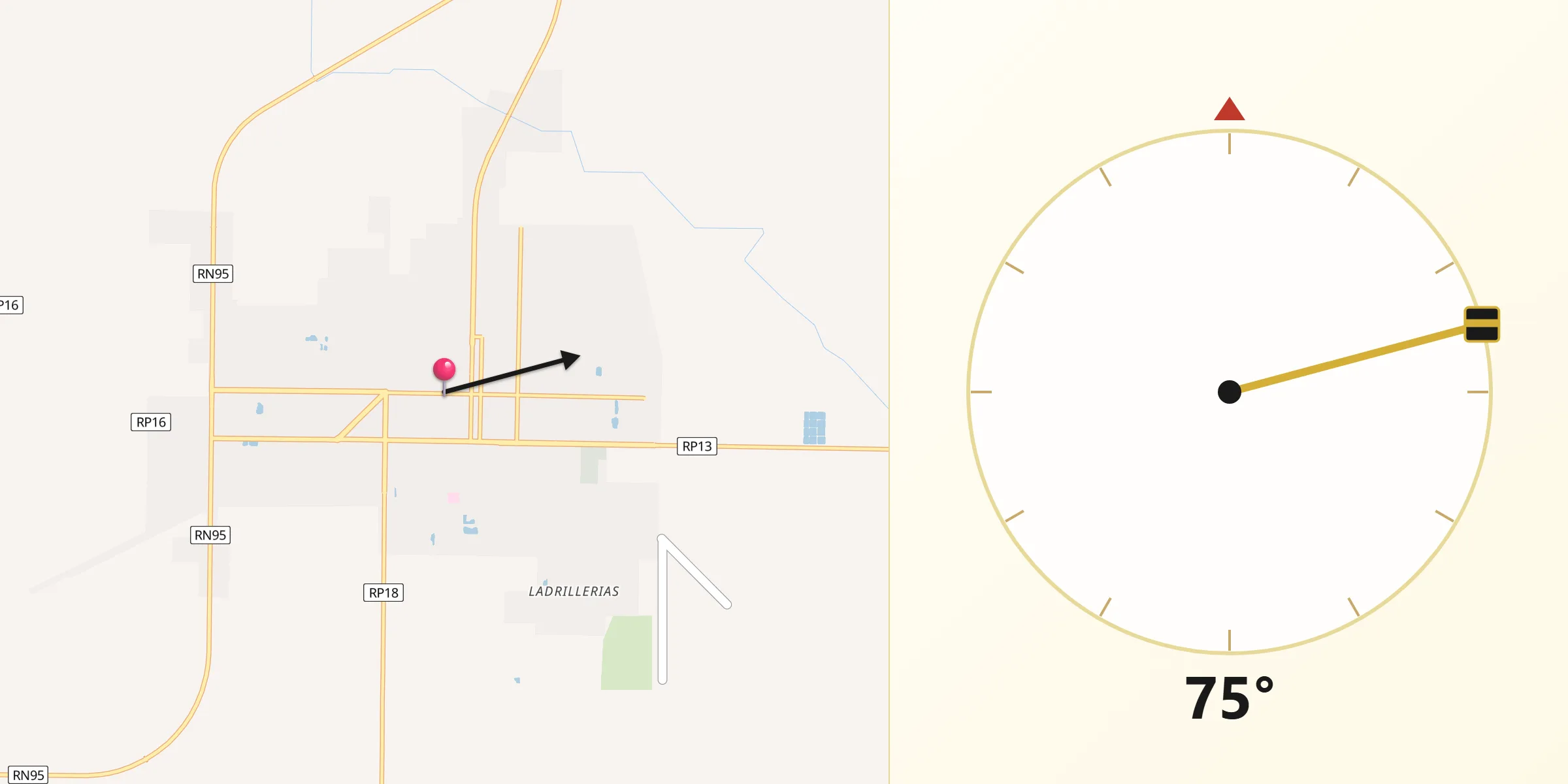 Dirección de la Qibla desde Villa Ángela