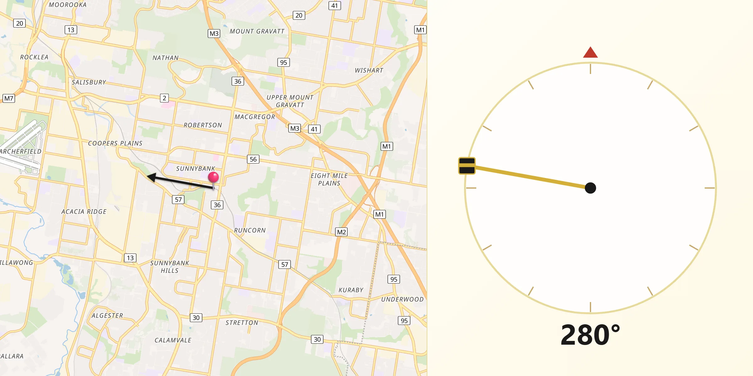 Qibla Direction from Sunnybank