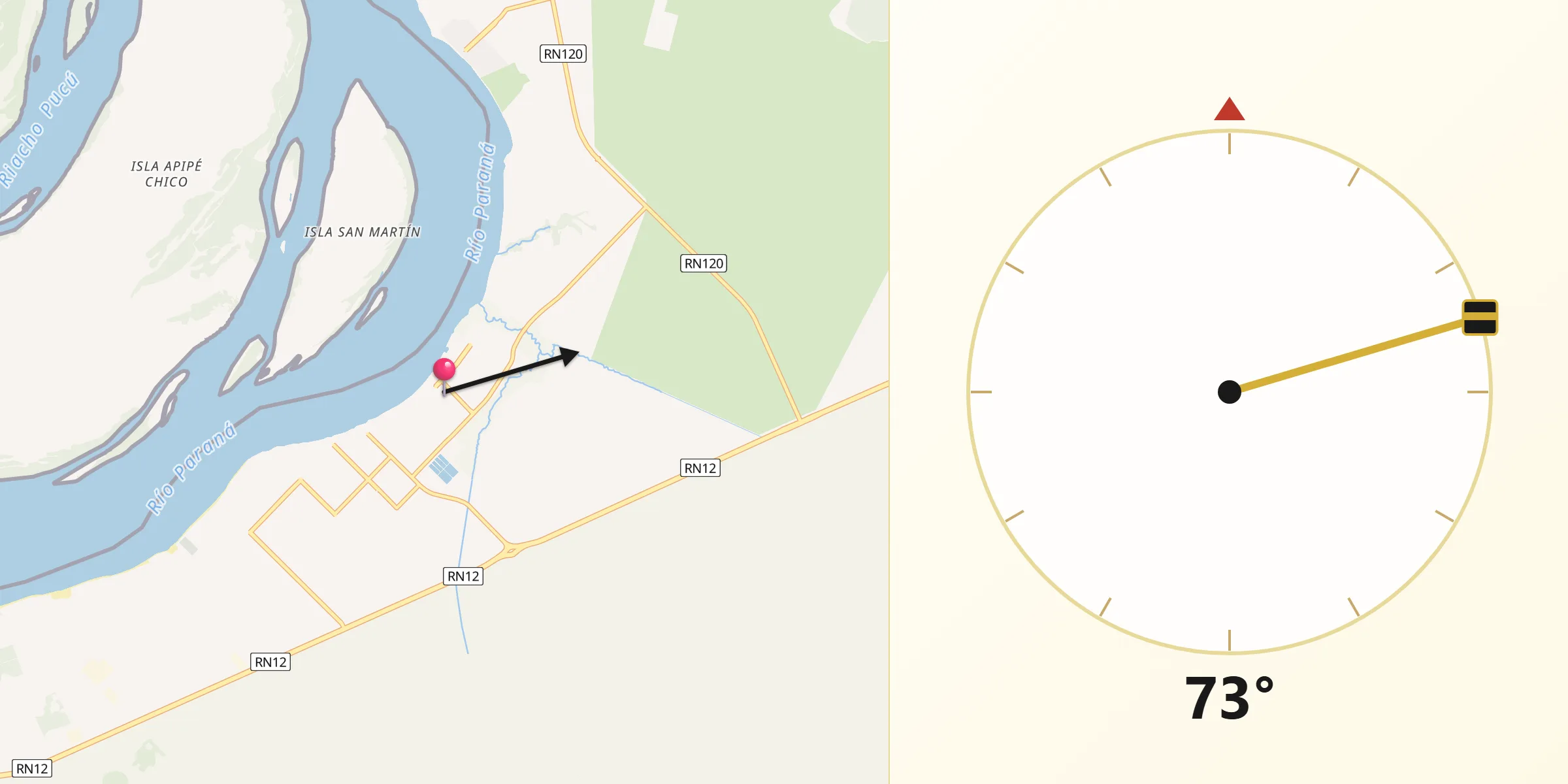 Dirección de la Qibla desde Ituzaingó