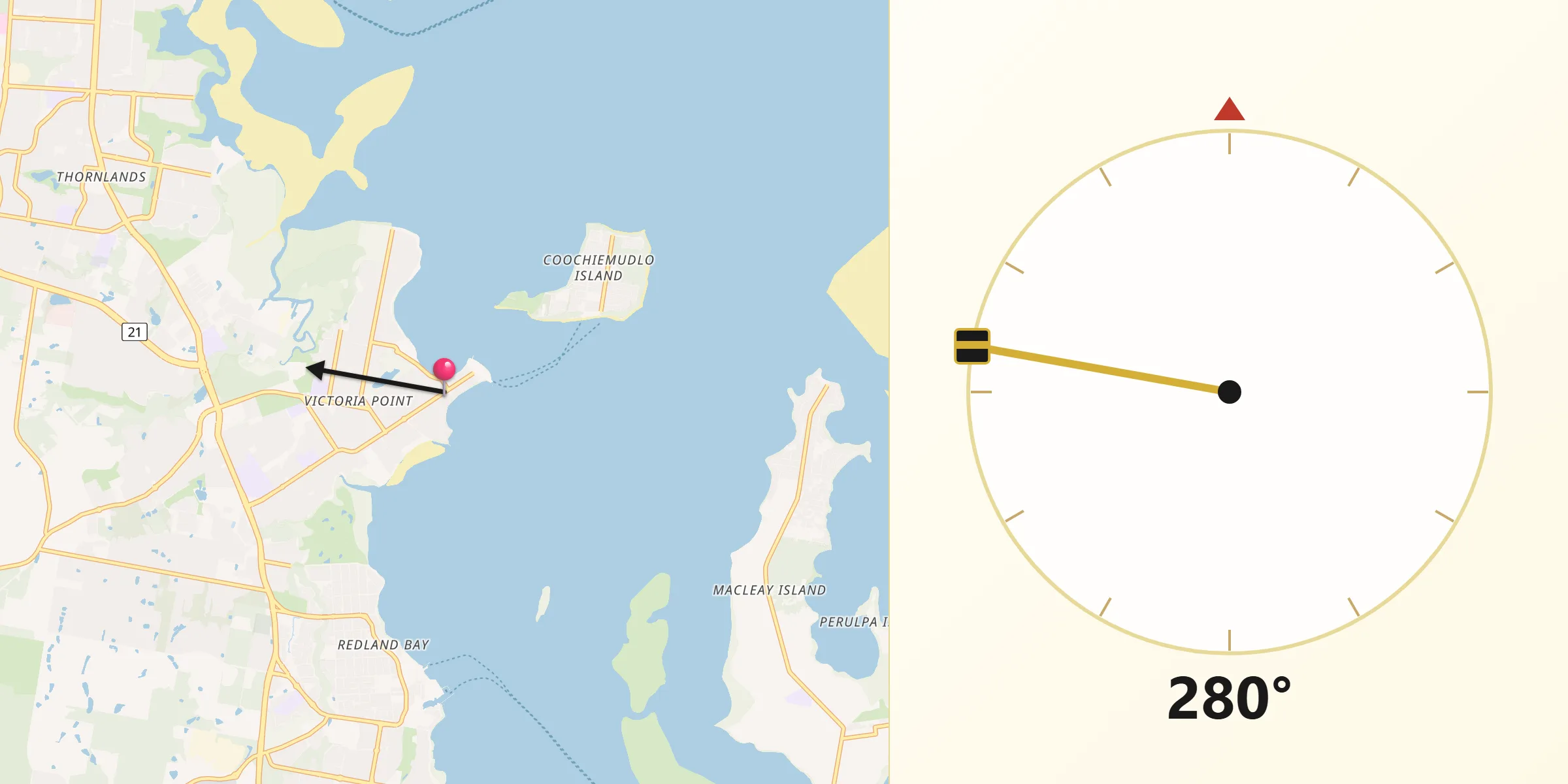 Qibla Direction from Victoria Point