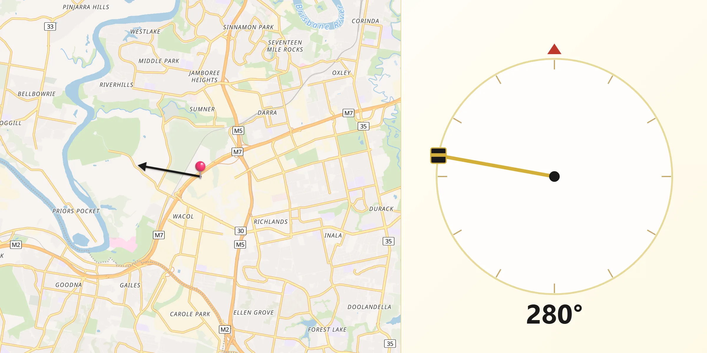 Qibla Direction from Wacol