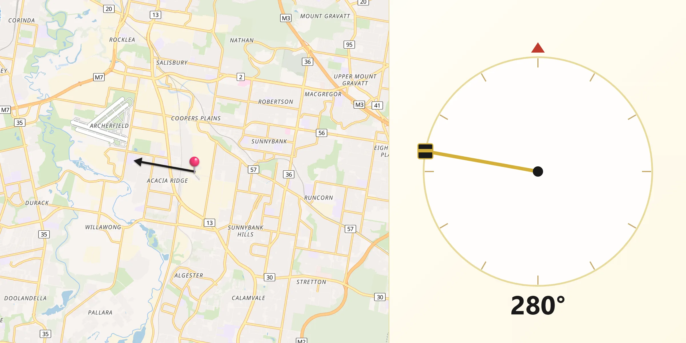 Qibla Direction from Acacia Ridge