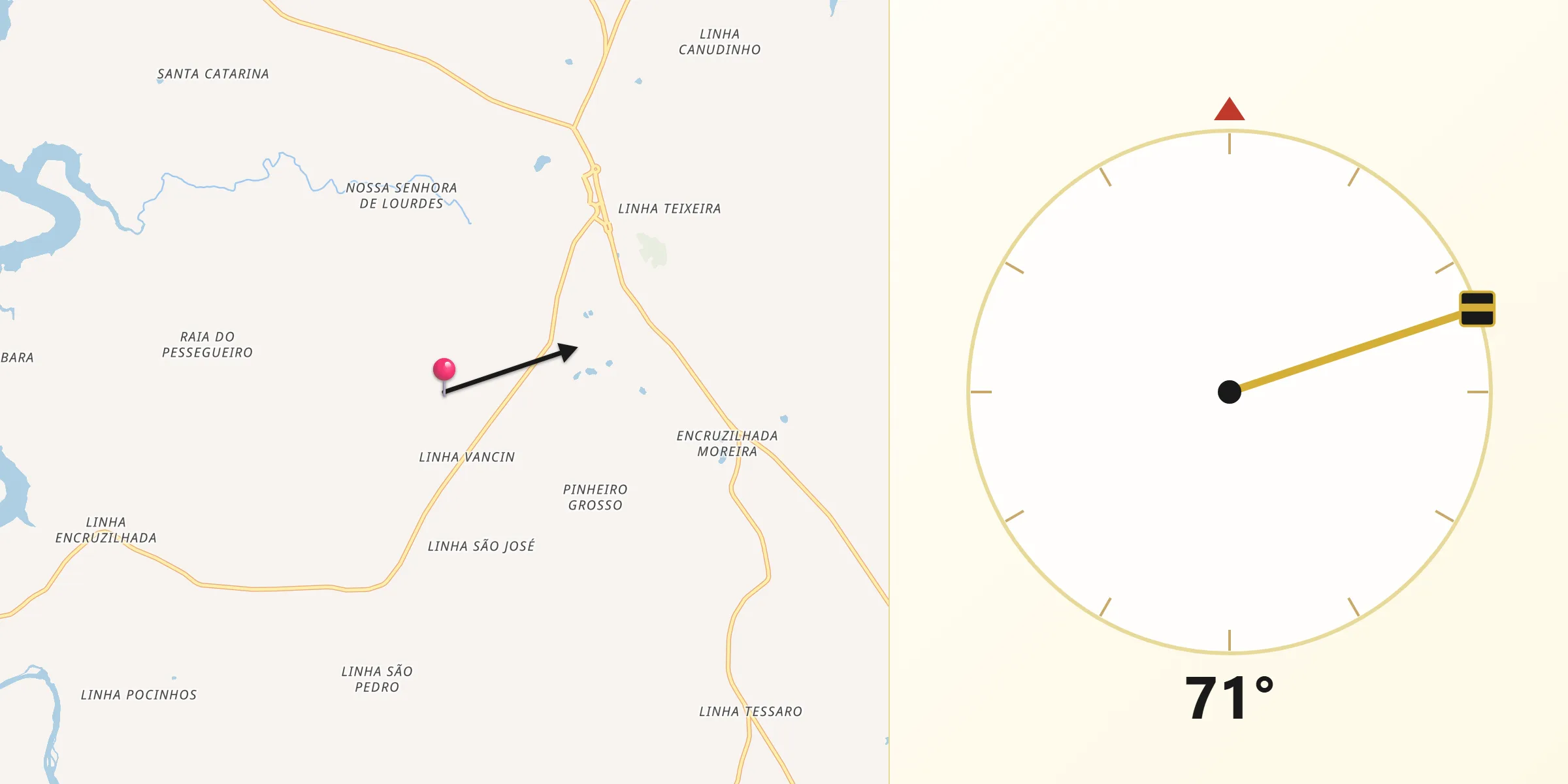 Direção da Qibla a partir de Machadinho