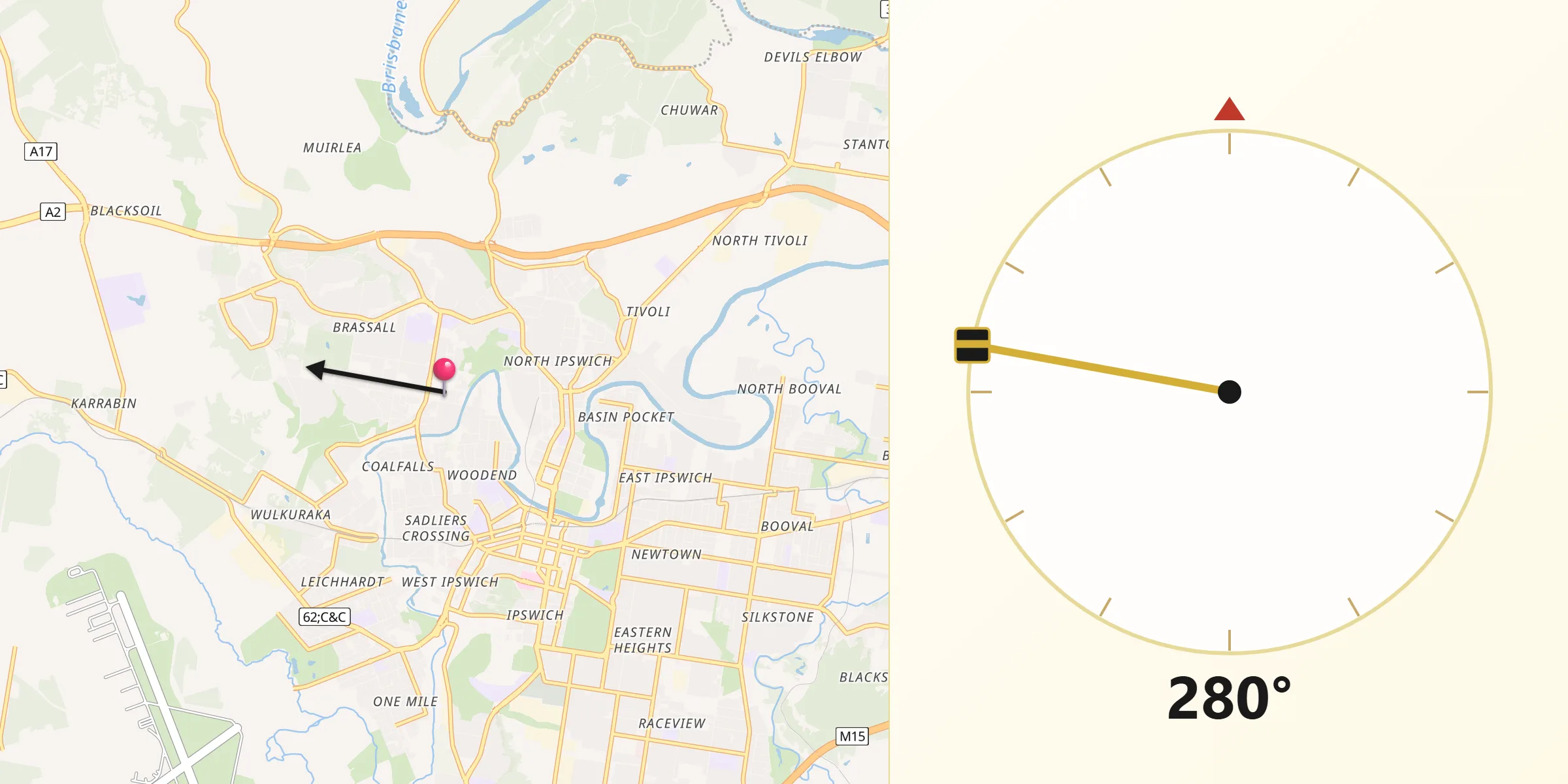 Qibla Direction from Brassall