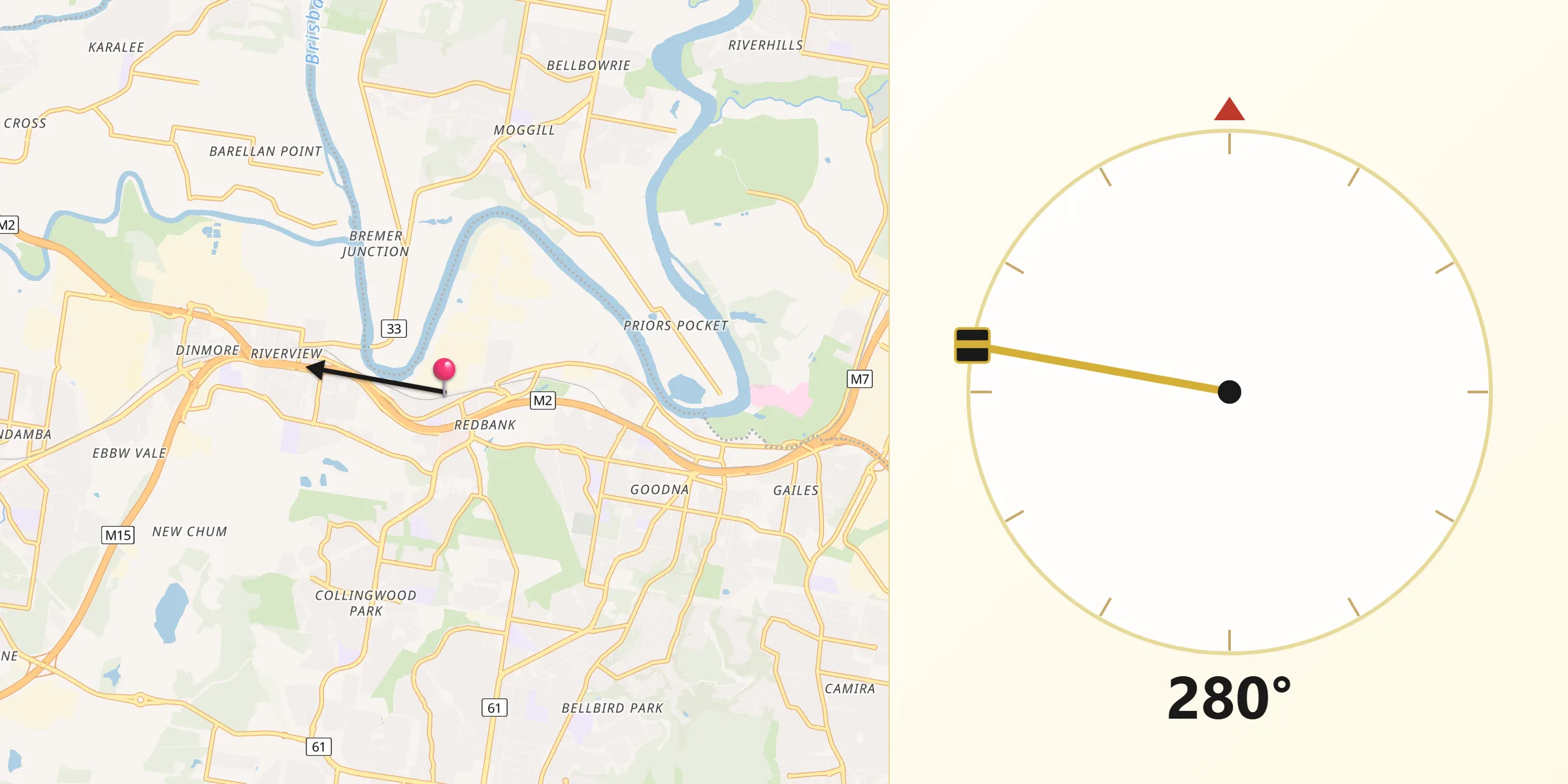 Qibla Direction from Redbank
