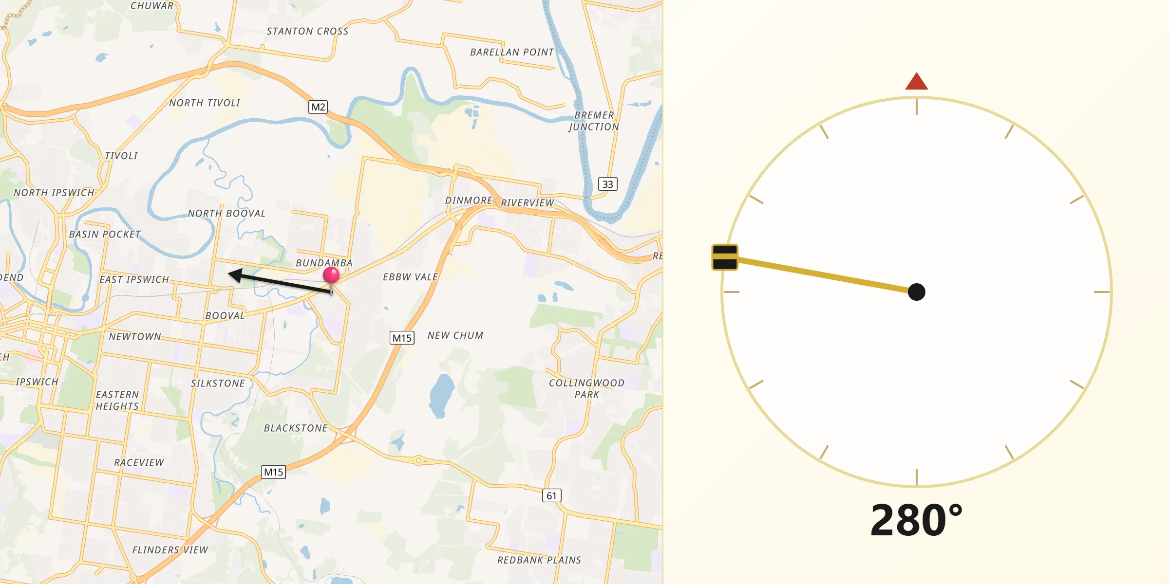 Qibla Direction from Bundamba