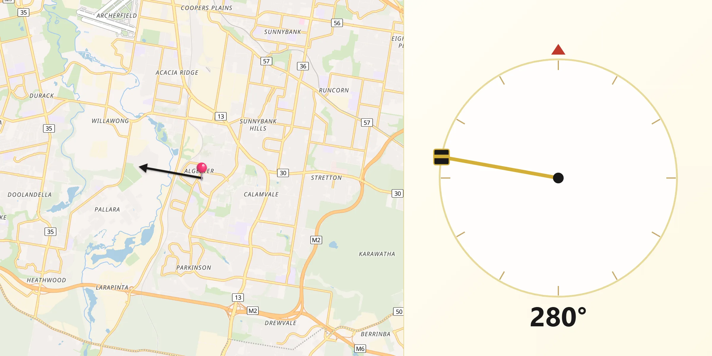 Qibla Direction from Algester