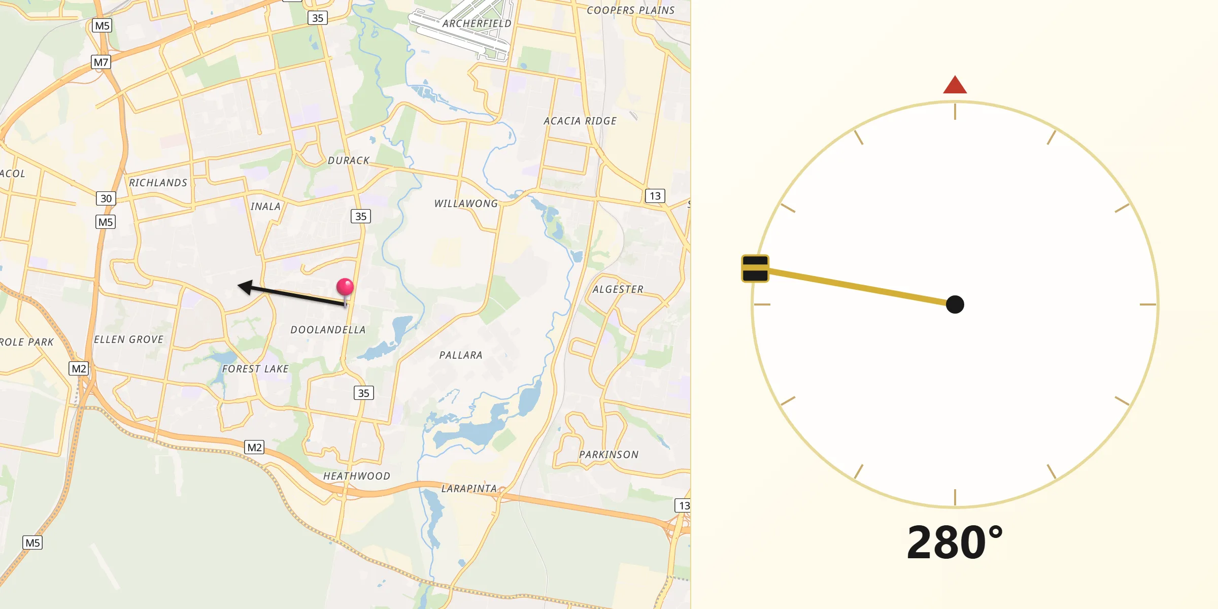 Qibla Direction from Doolandella