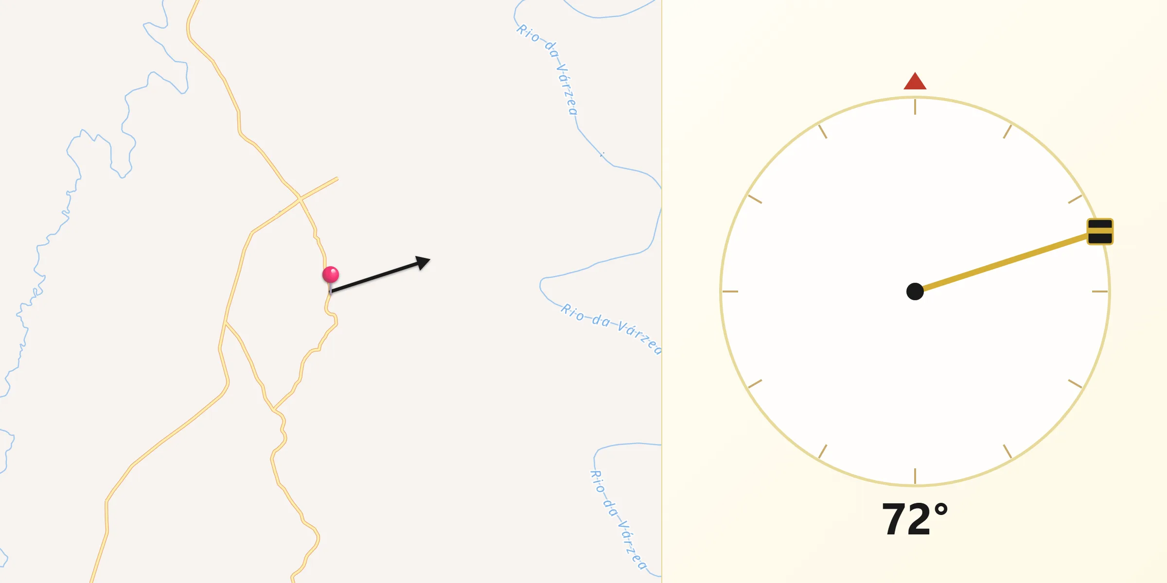Direção da Qibla a partir de Cerro Grande