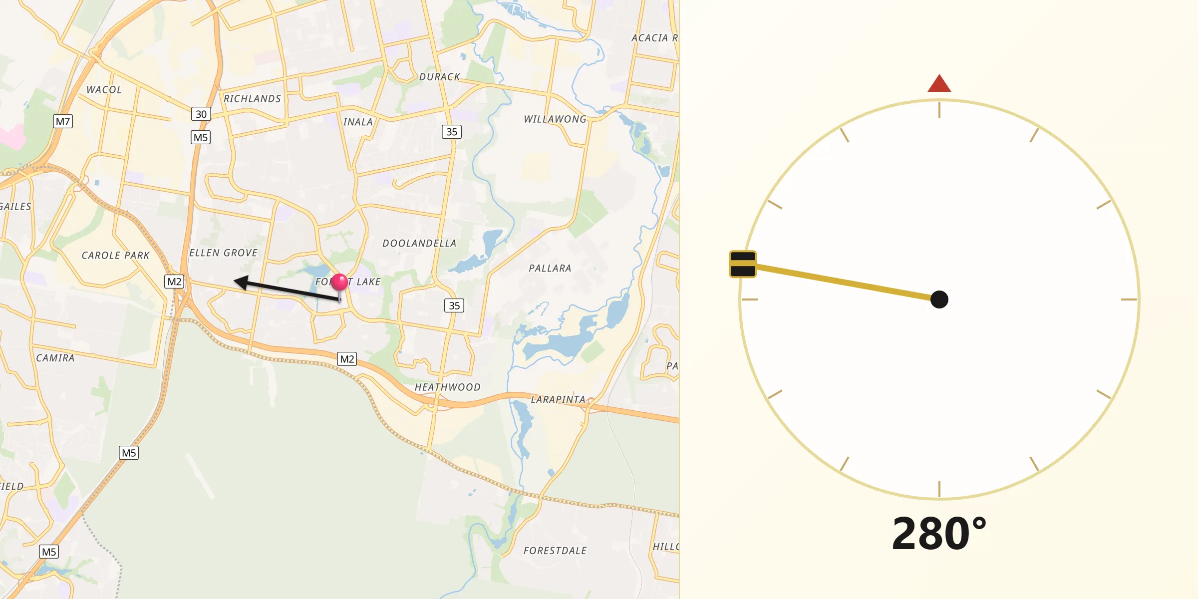 Qibla Direction from Forest Lake