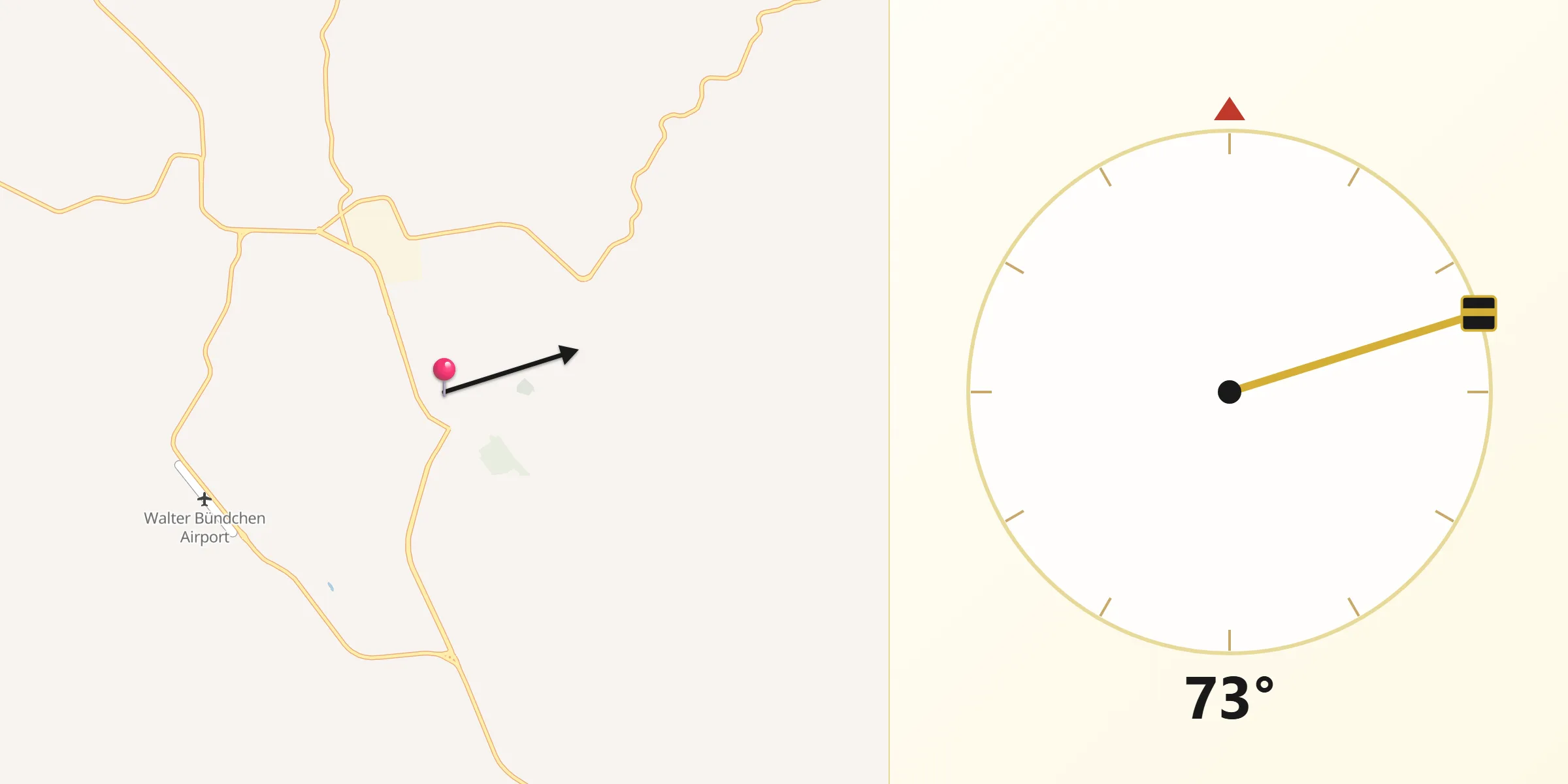 Direção da Qibla a partir de Horizontina