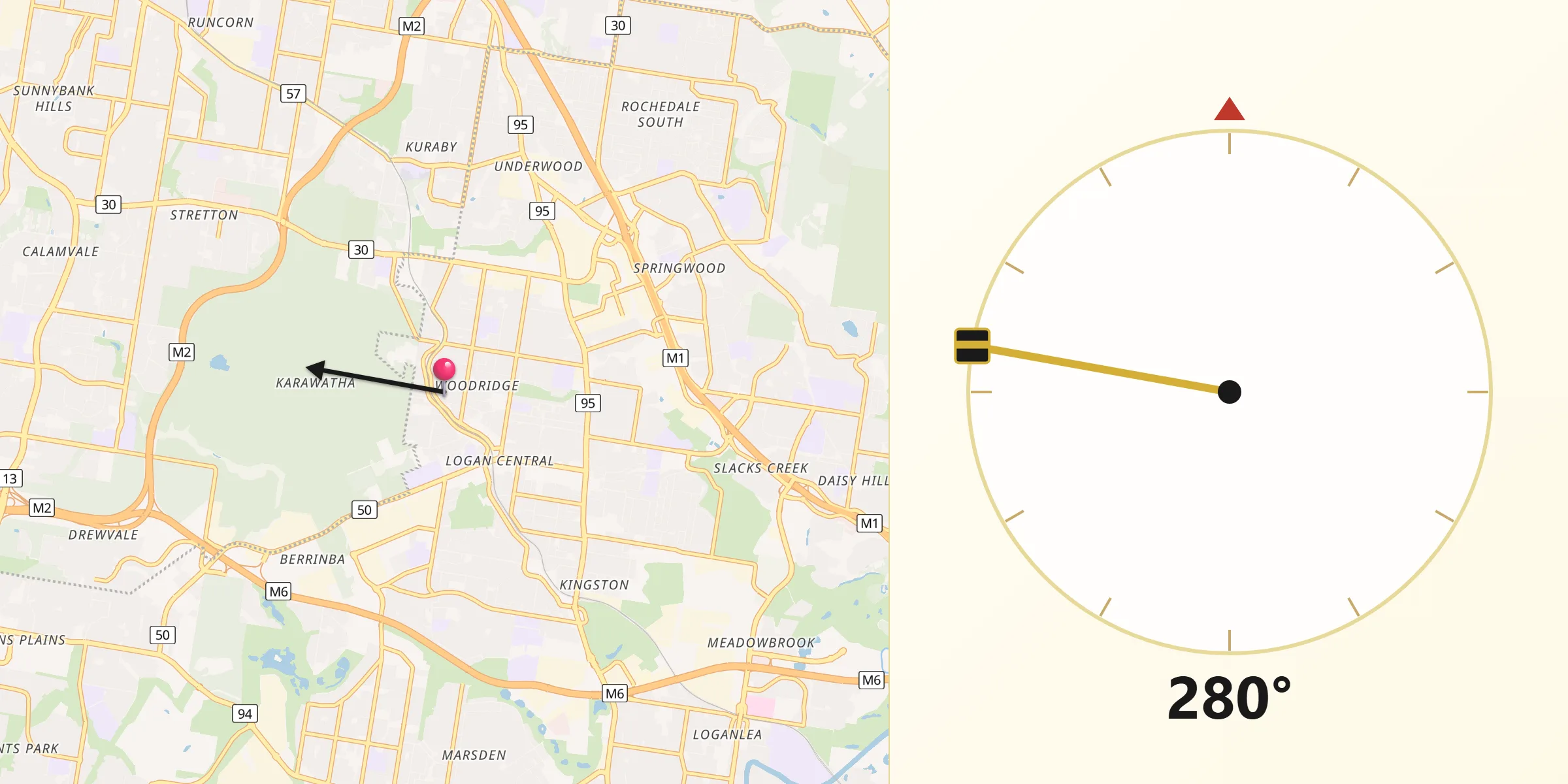Qibla Direction from Woodridge