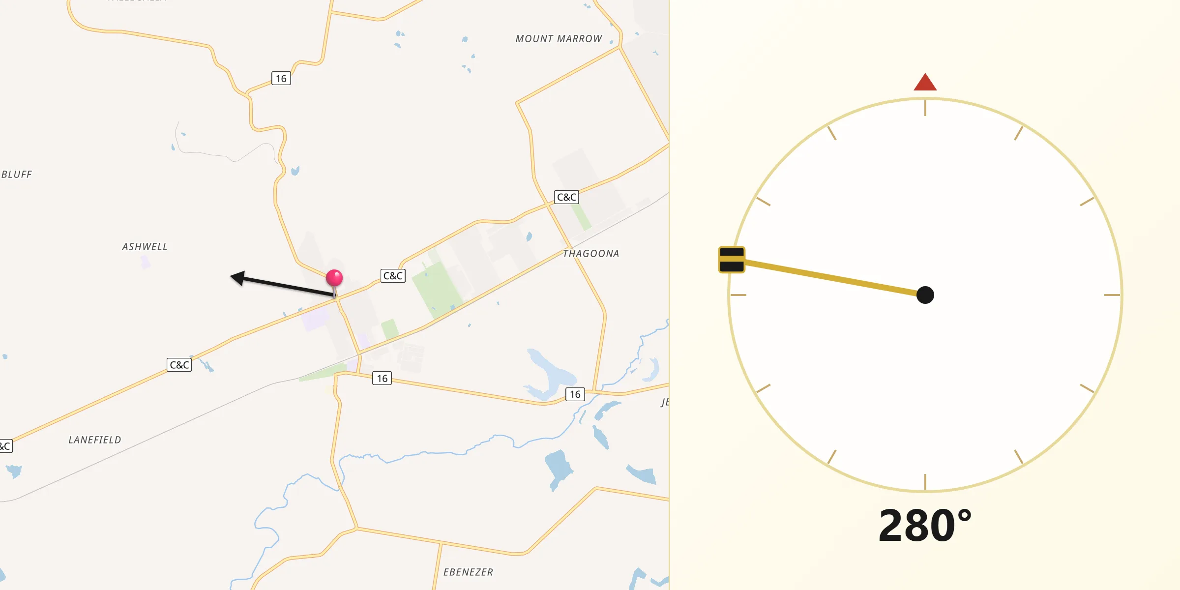 Qibla Direction from Rosewood
