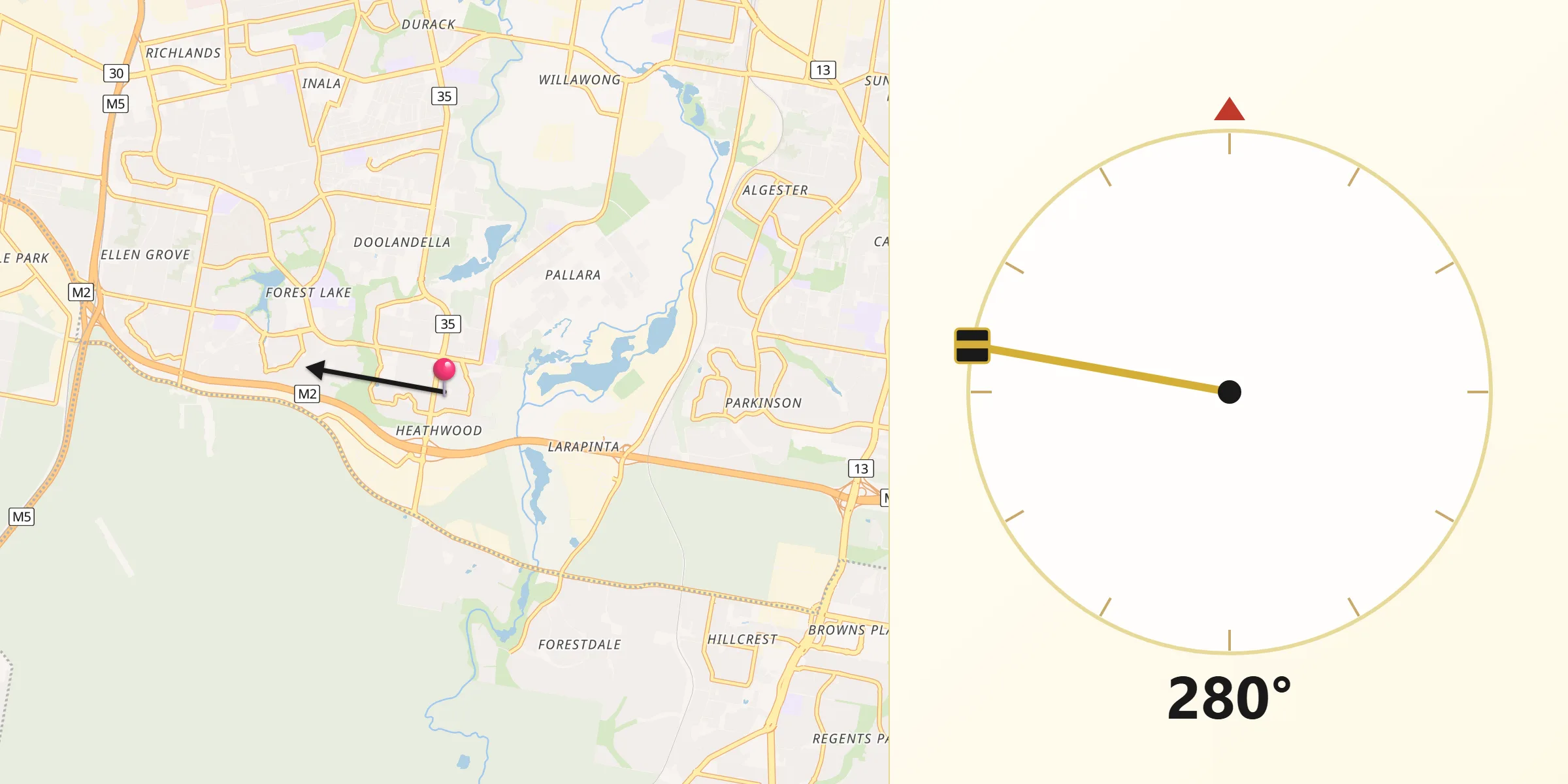 Qibla Direction from Heathwood