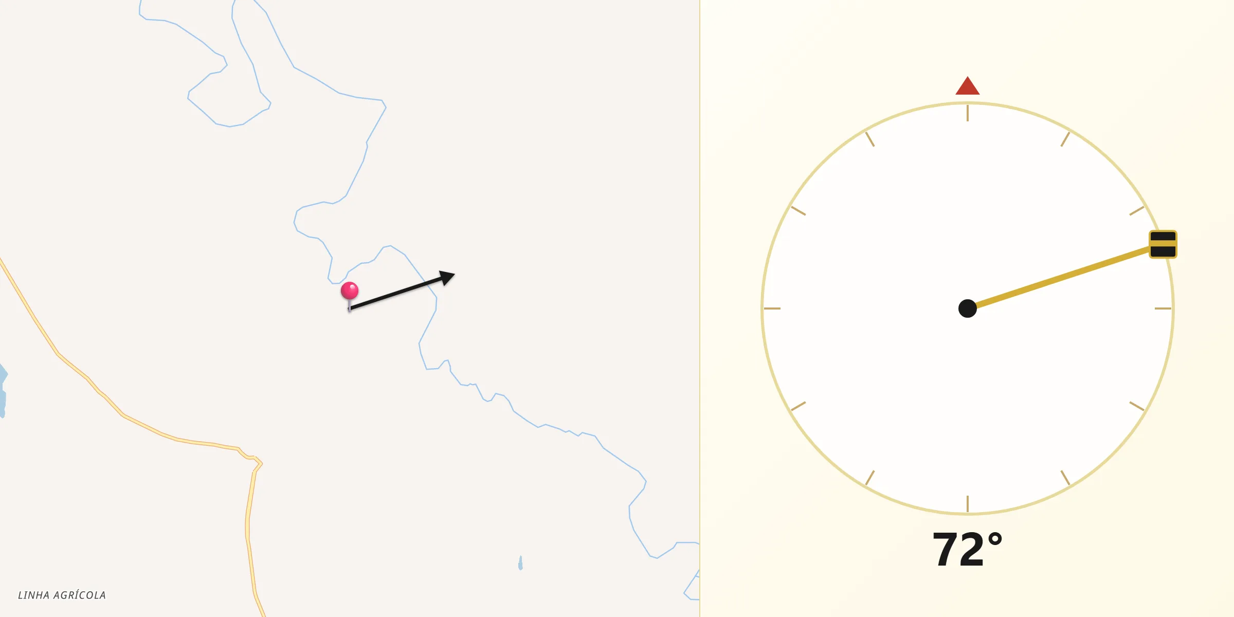 Direção da Qibla a partir de Cruzaltense