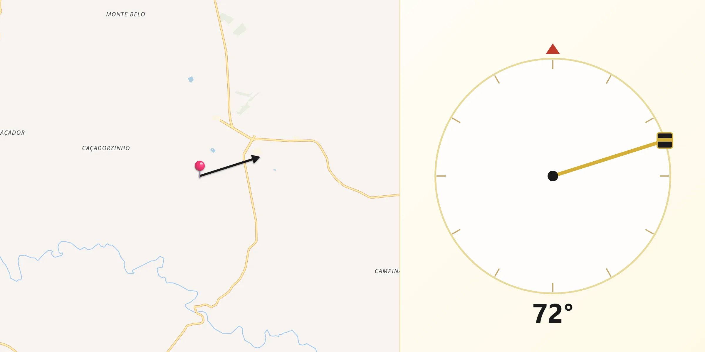 Direção da Qibla a partir de Sede Nova