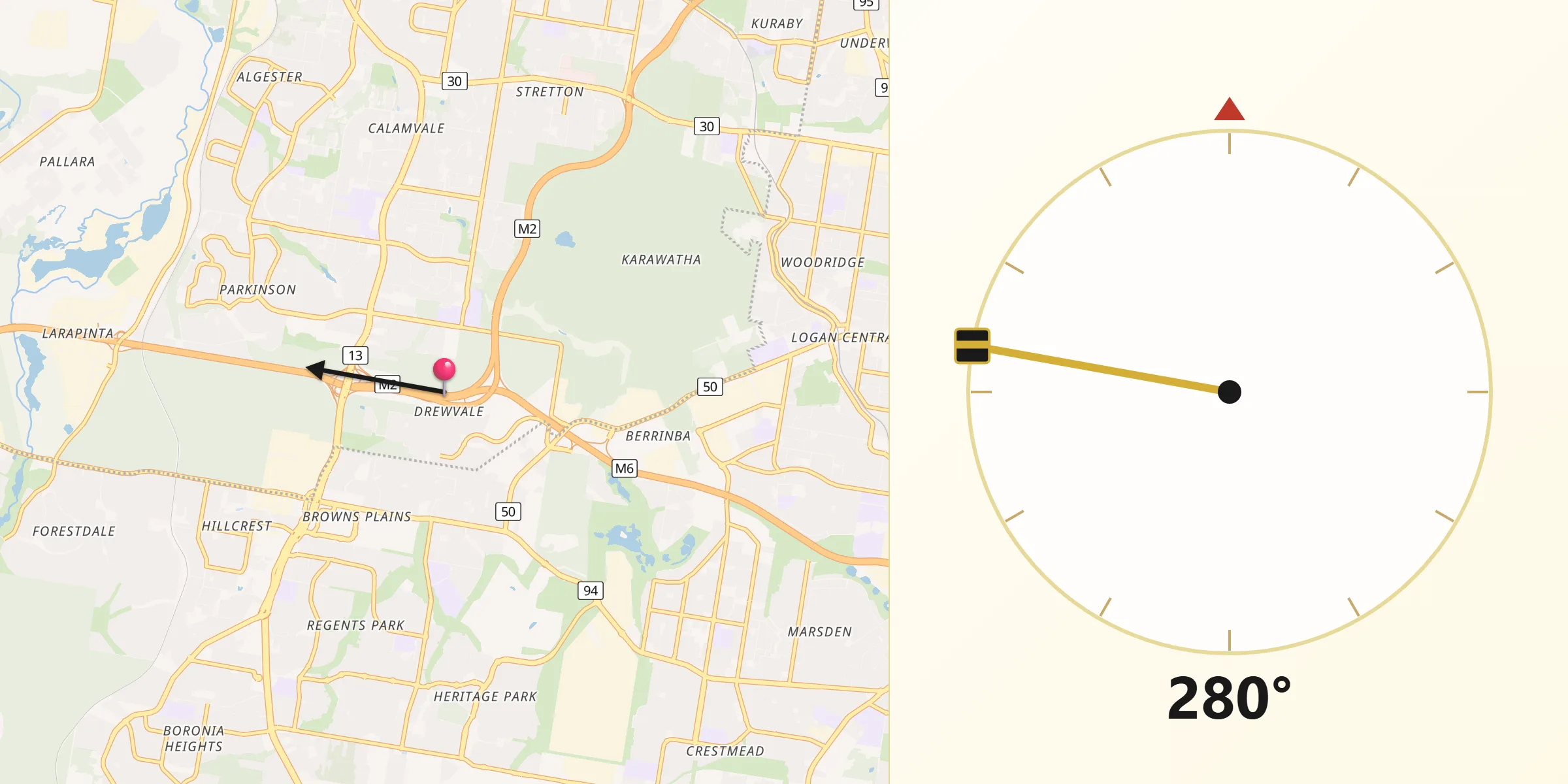 Qibla Direction from Drewvale