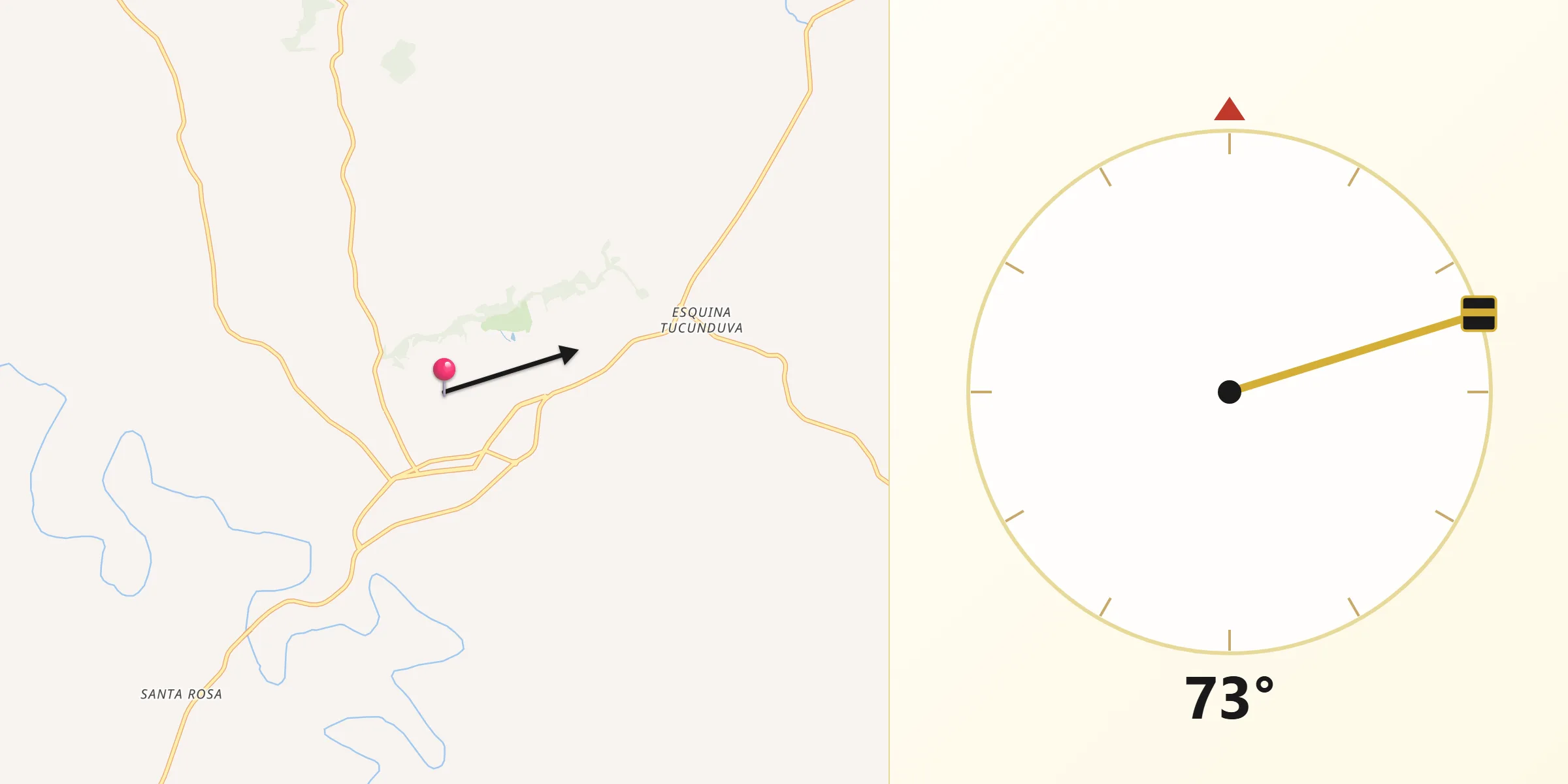 Direção da Qibla a partir de Tucunduva