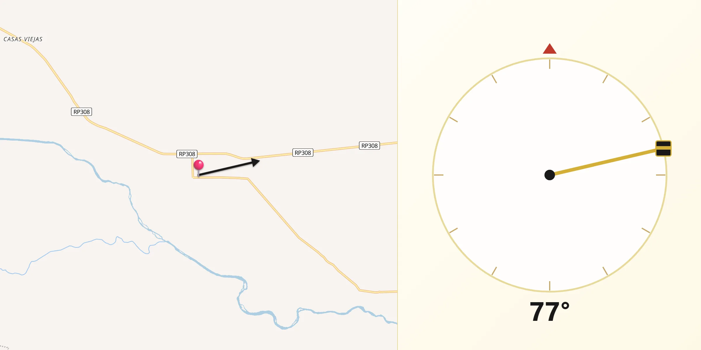 Dirección de la Qibla desde Graneros