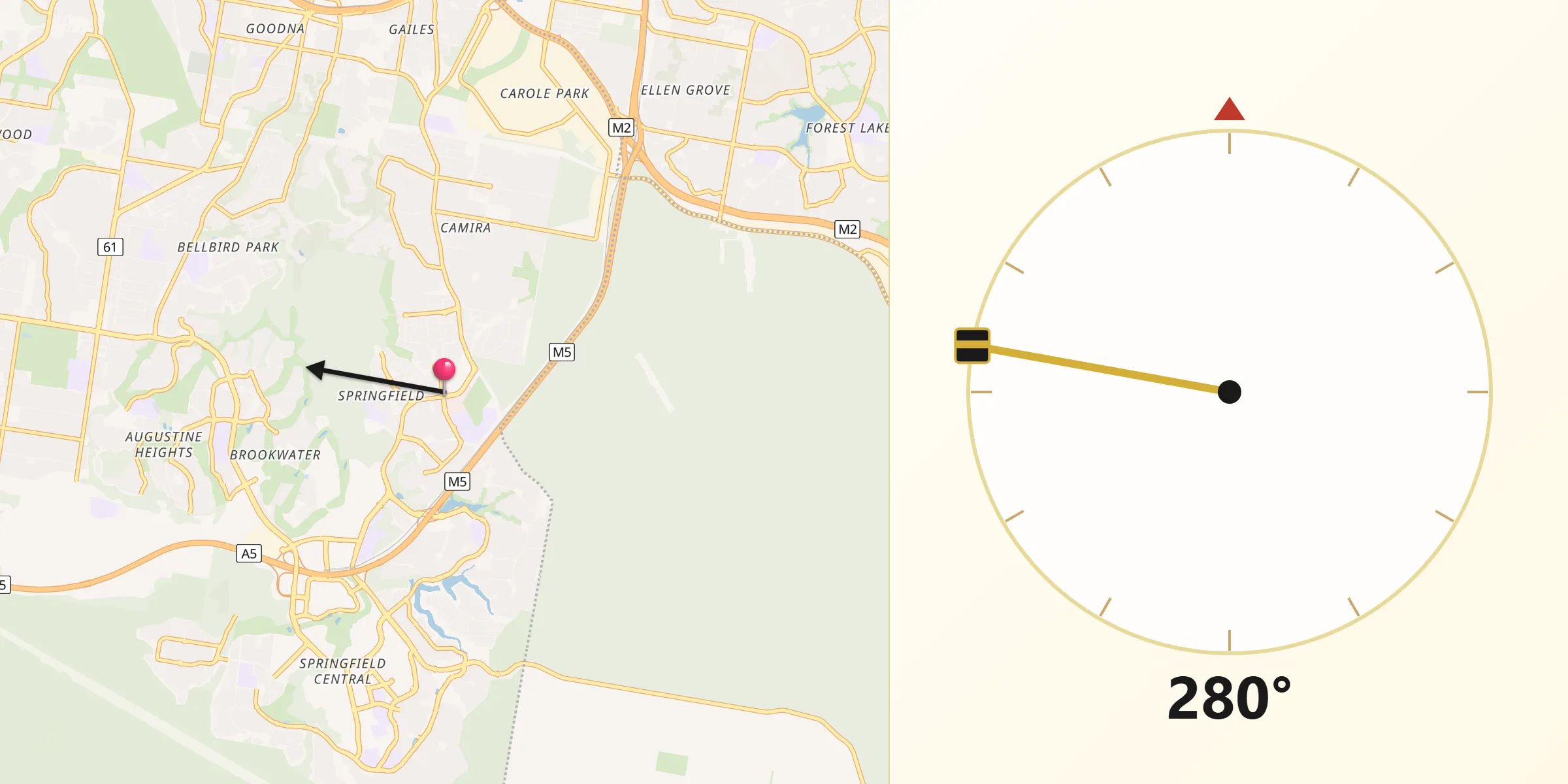 Qibla Direction from Springfield