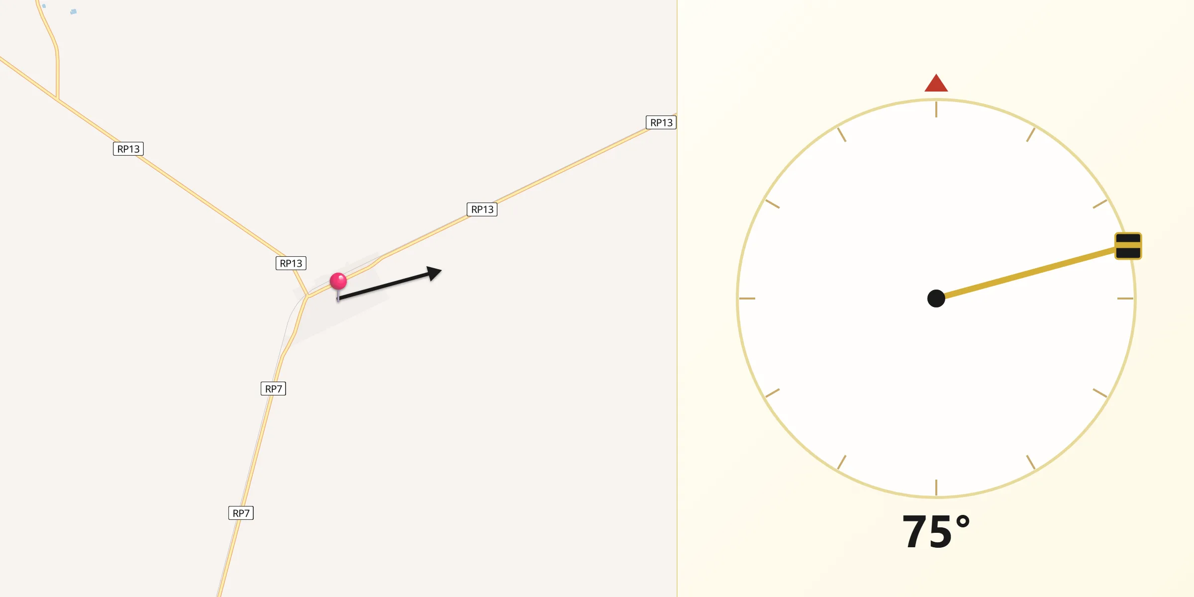 Dirección de la Qibla desde Charadai
