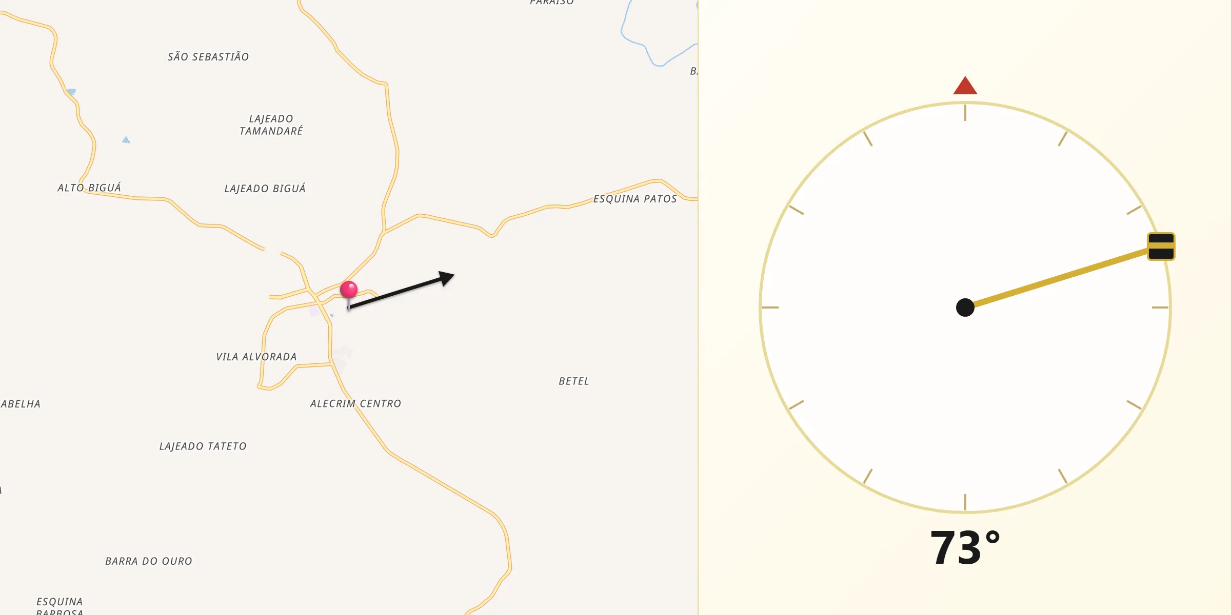 Direção da Qibla a partir de Alecrim