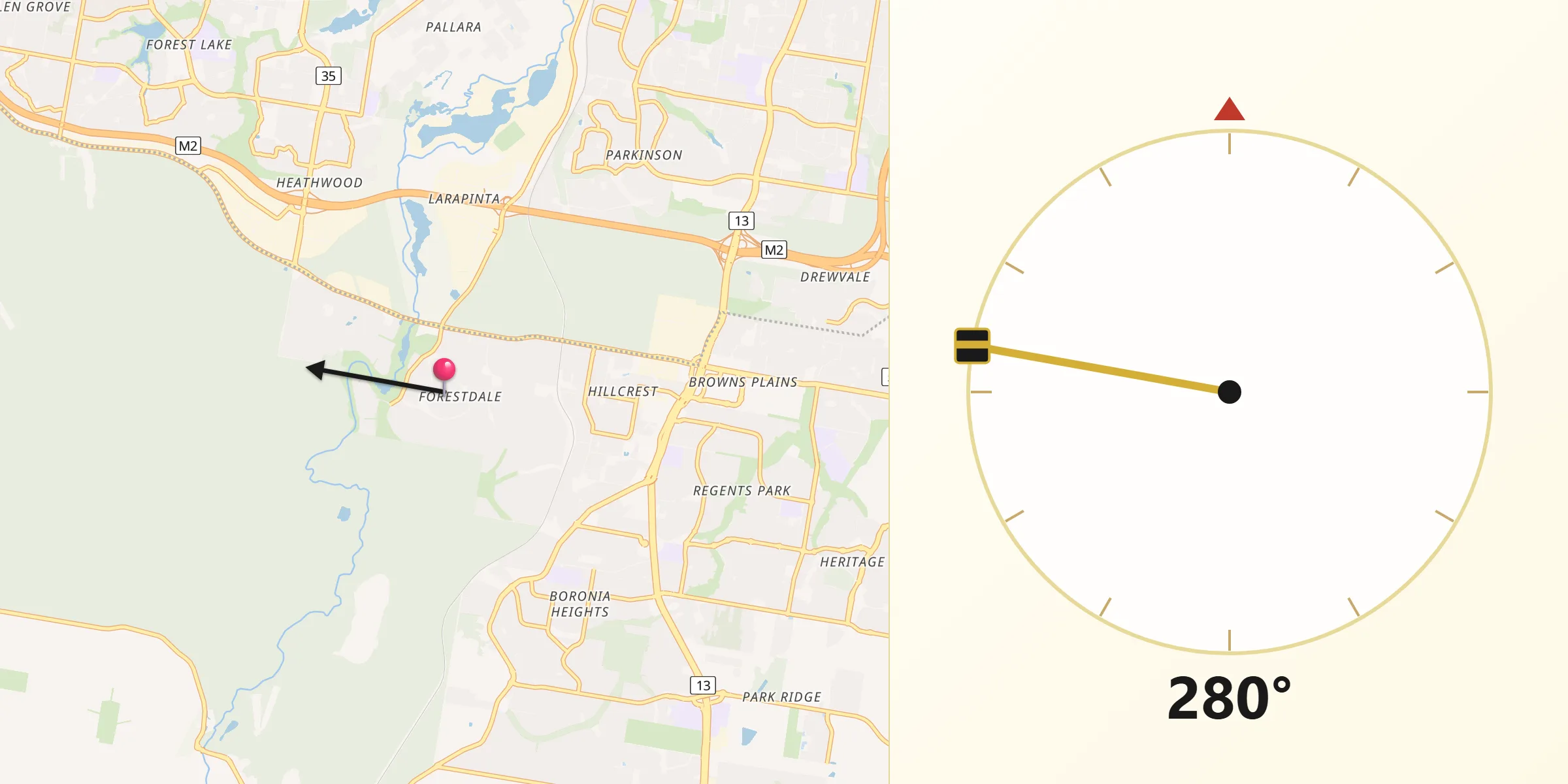 Qibla Direction from Forestdale