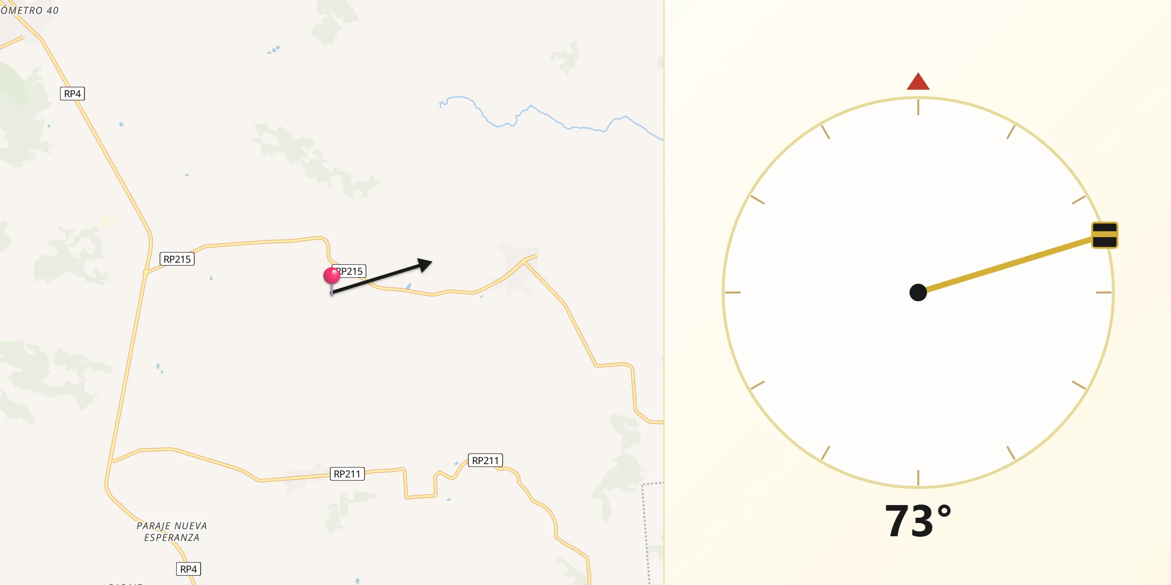 Dirección de la Qibla desde Picada Gobernador López