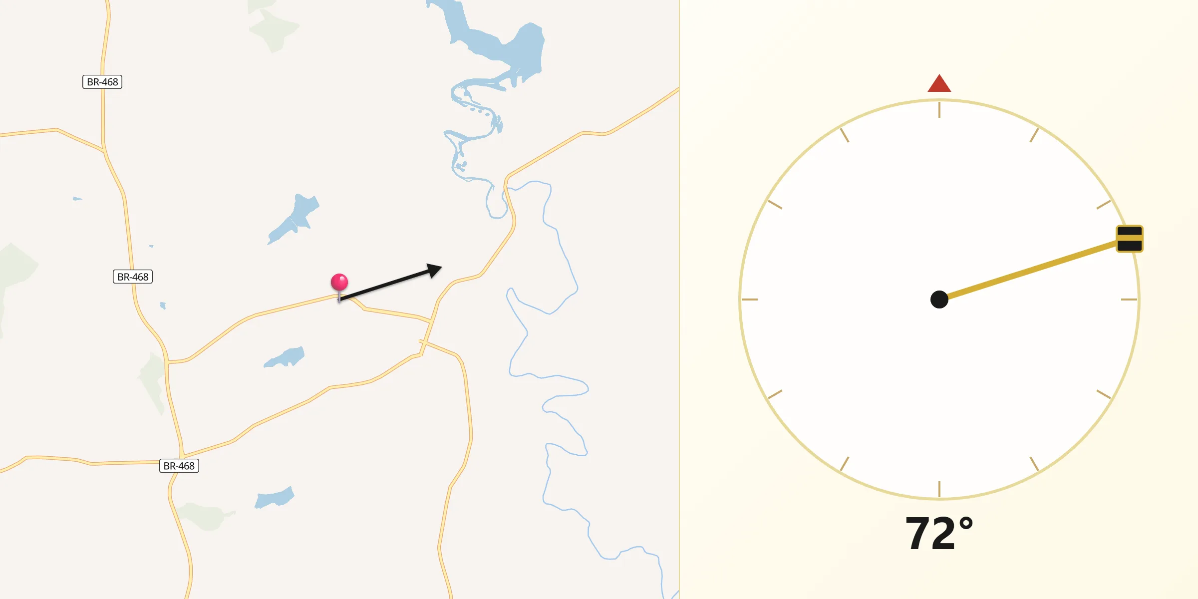 Direção da Qibla a partir de Campo Novo