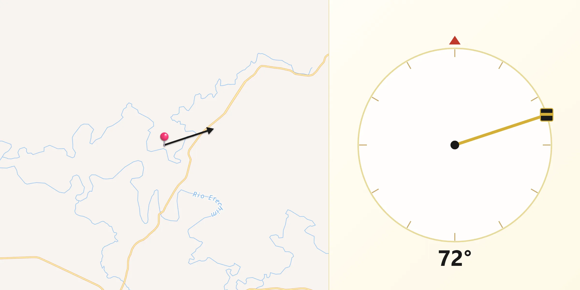 Direção da Qibla a partir de Ponte Preta