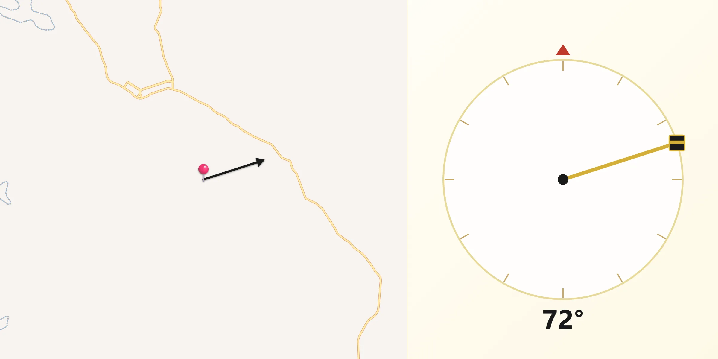 Direção da Qibla a partir de Dois Irmãos das Missões