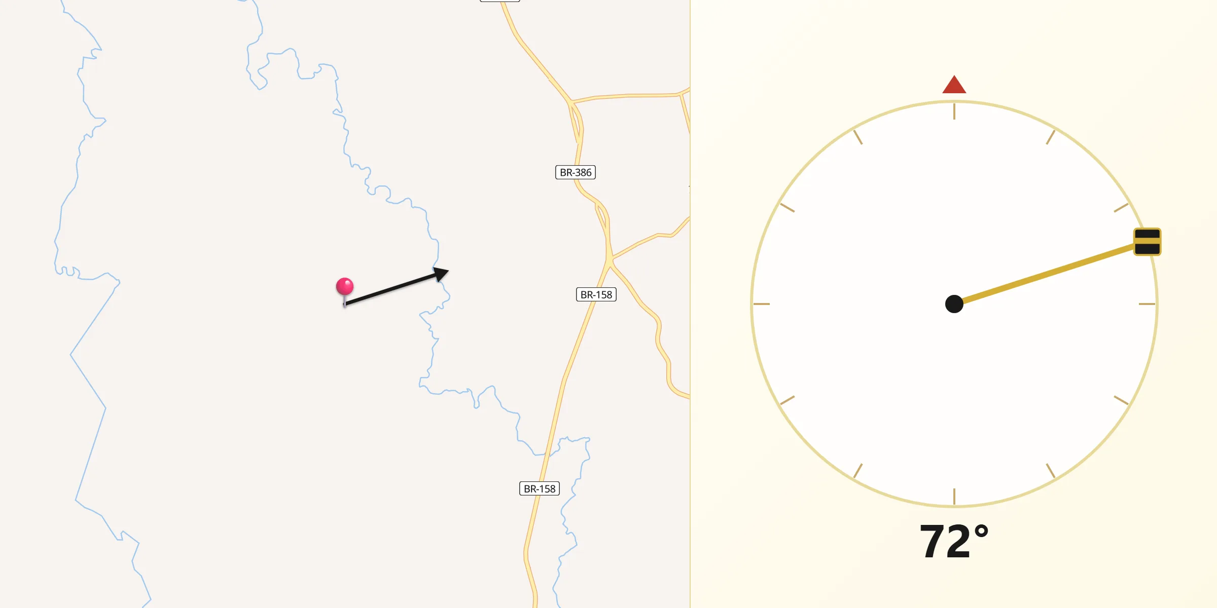 Direção da Qibla a partir de Boa Vista das Missões