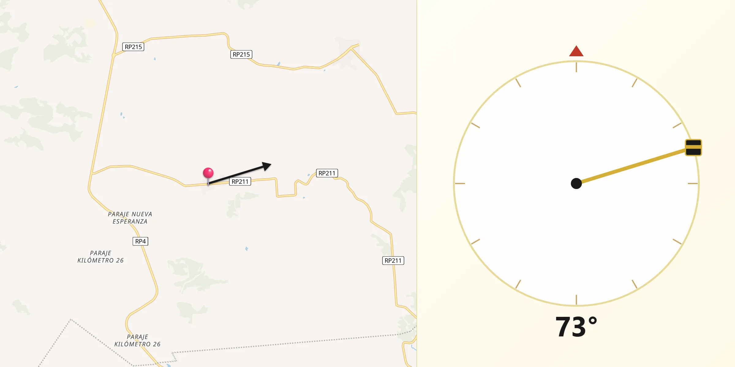 Dirección de la Qibla desde Dos Arroyos