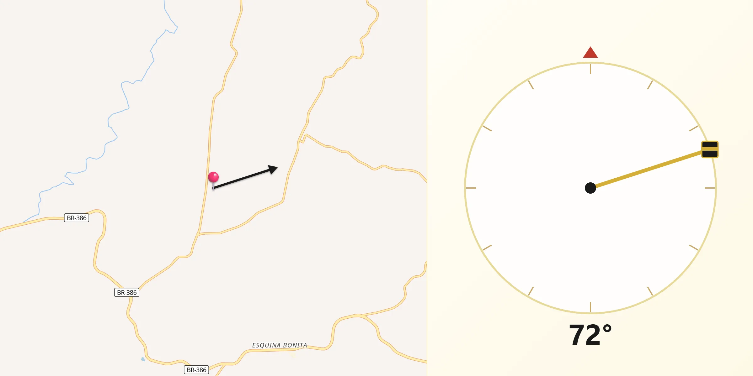 Direção da Qibla a partir de Lajeado do Bugre