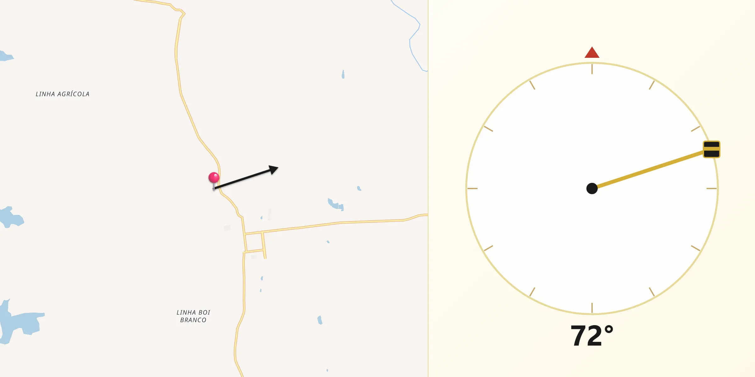 Direção da Qibla a partir de Campinas do Sul