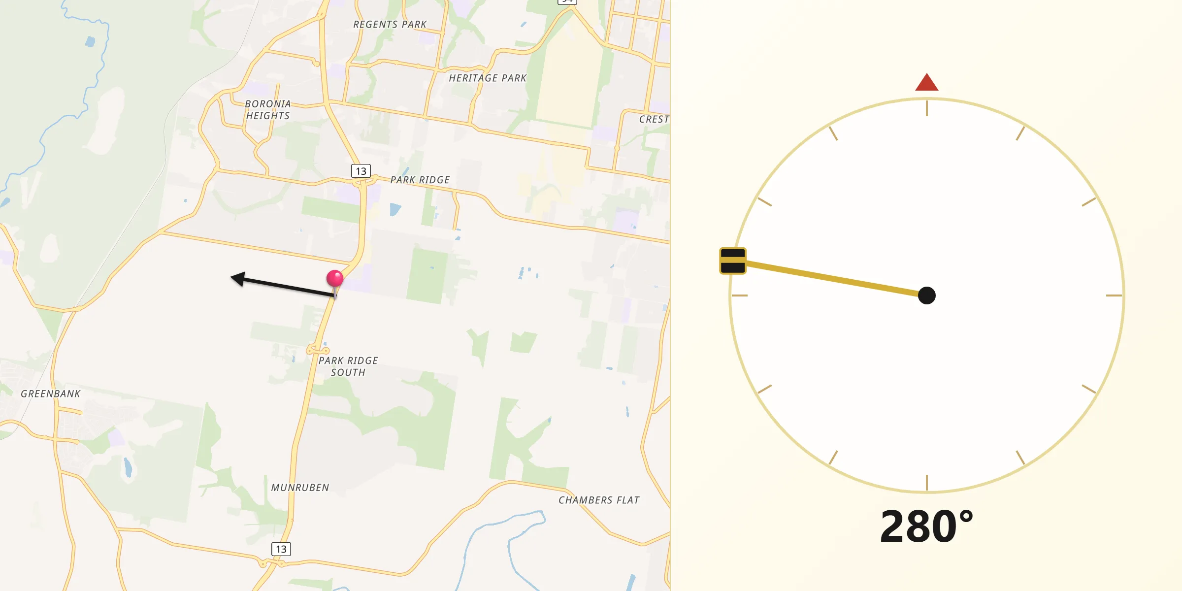 Qibla Direction from Park Ridge