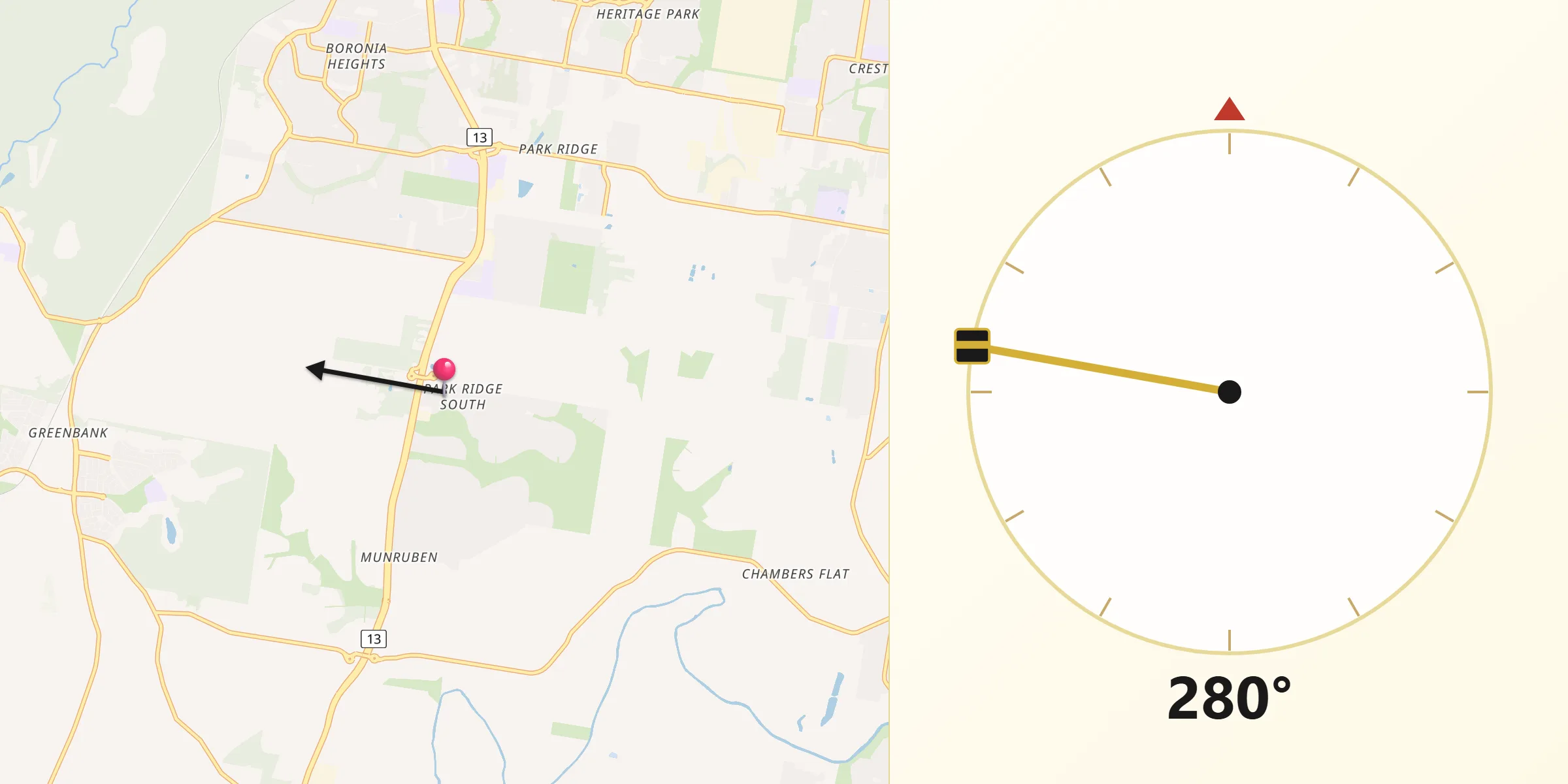 Qibla Direction from Park Ridge South