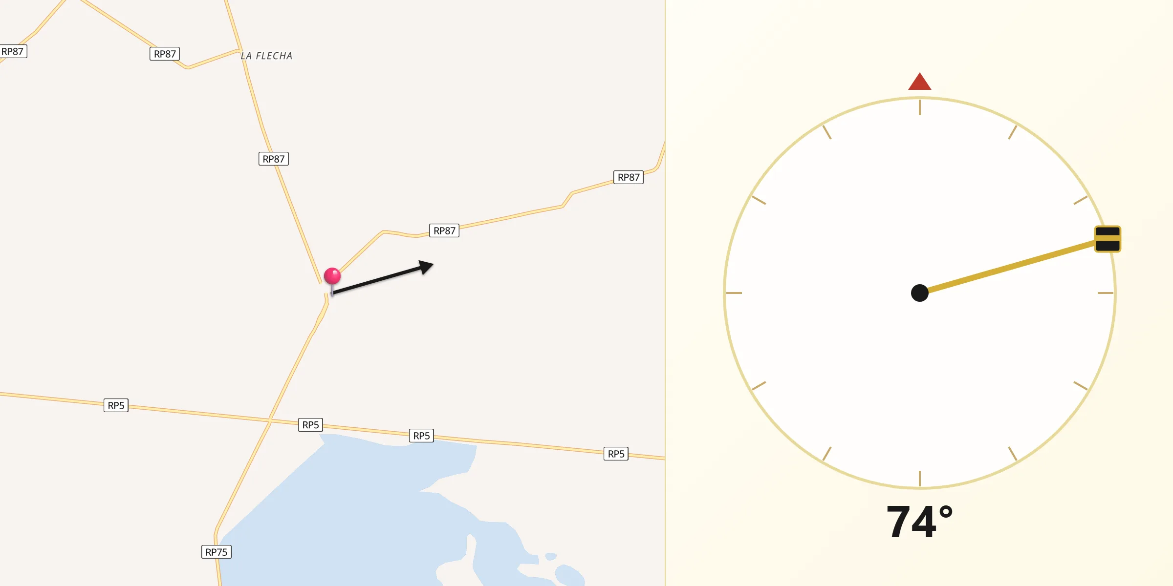 Dirección de la Qibla desde Lomas de Vallejos