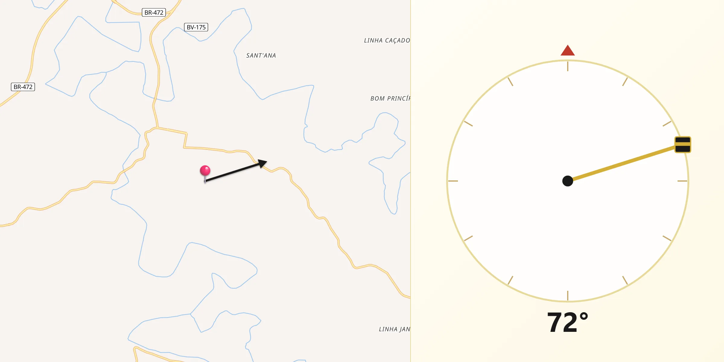 Direção da Qibla a partir de São José do Inhacorá