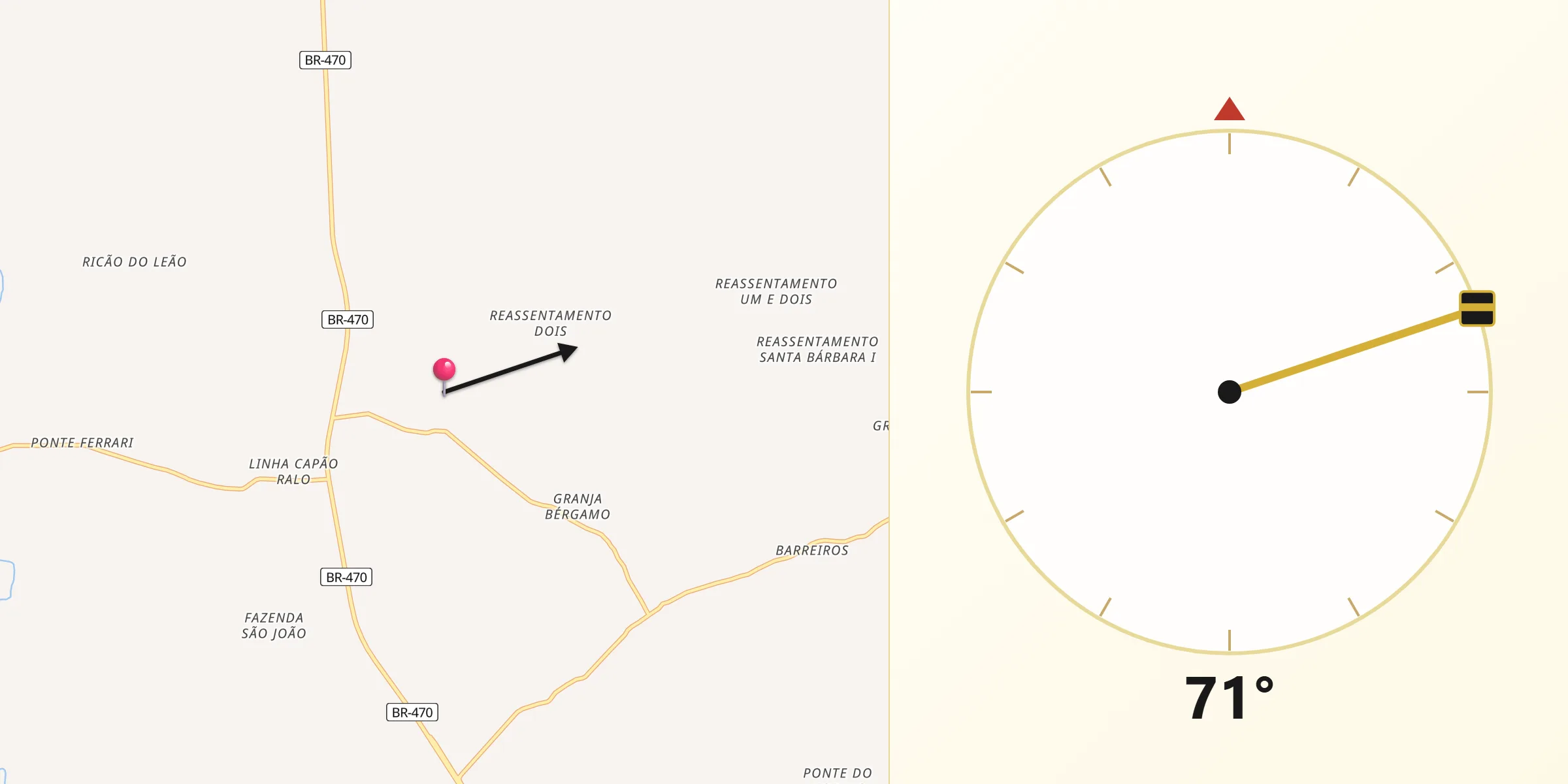 Direção da Qibla a partir de Barracão