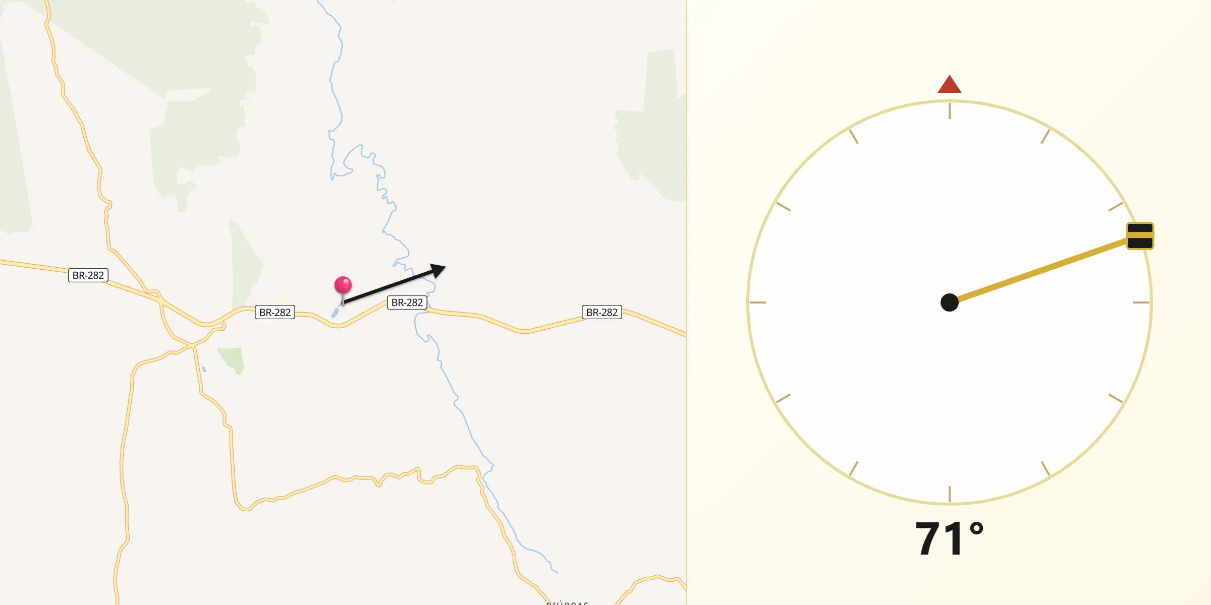 Direção da Qibla a partir de Bocaina do Sul