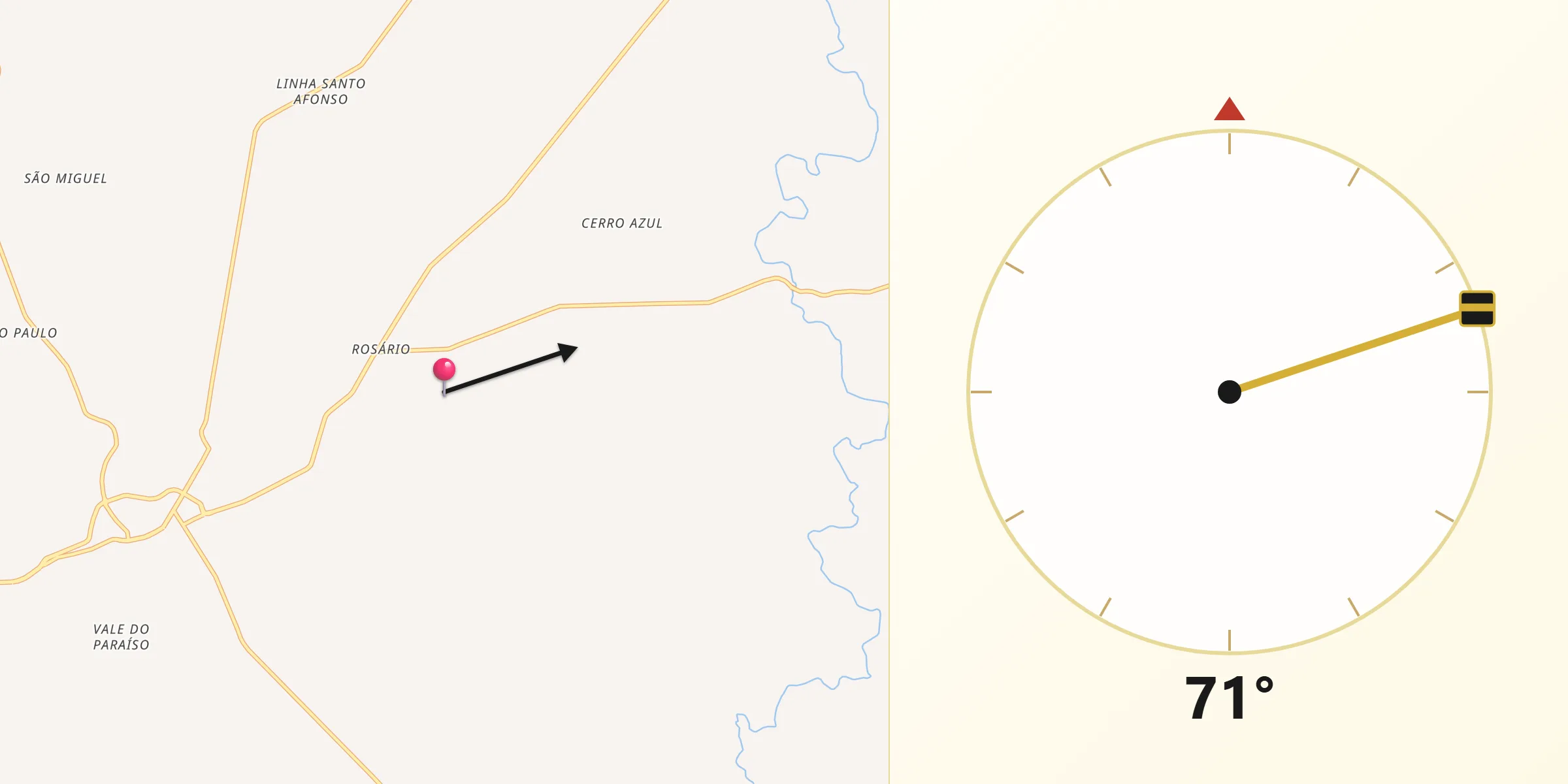 Direção da Qibla a partir de São José do Ouro