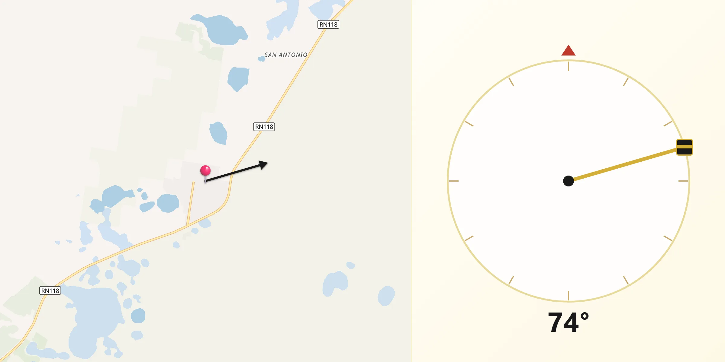 Dirección de la Qibla desde Loreto